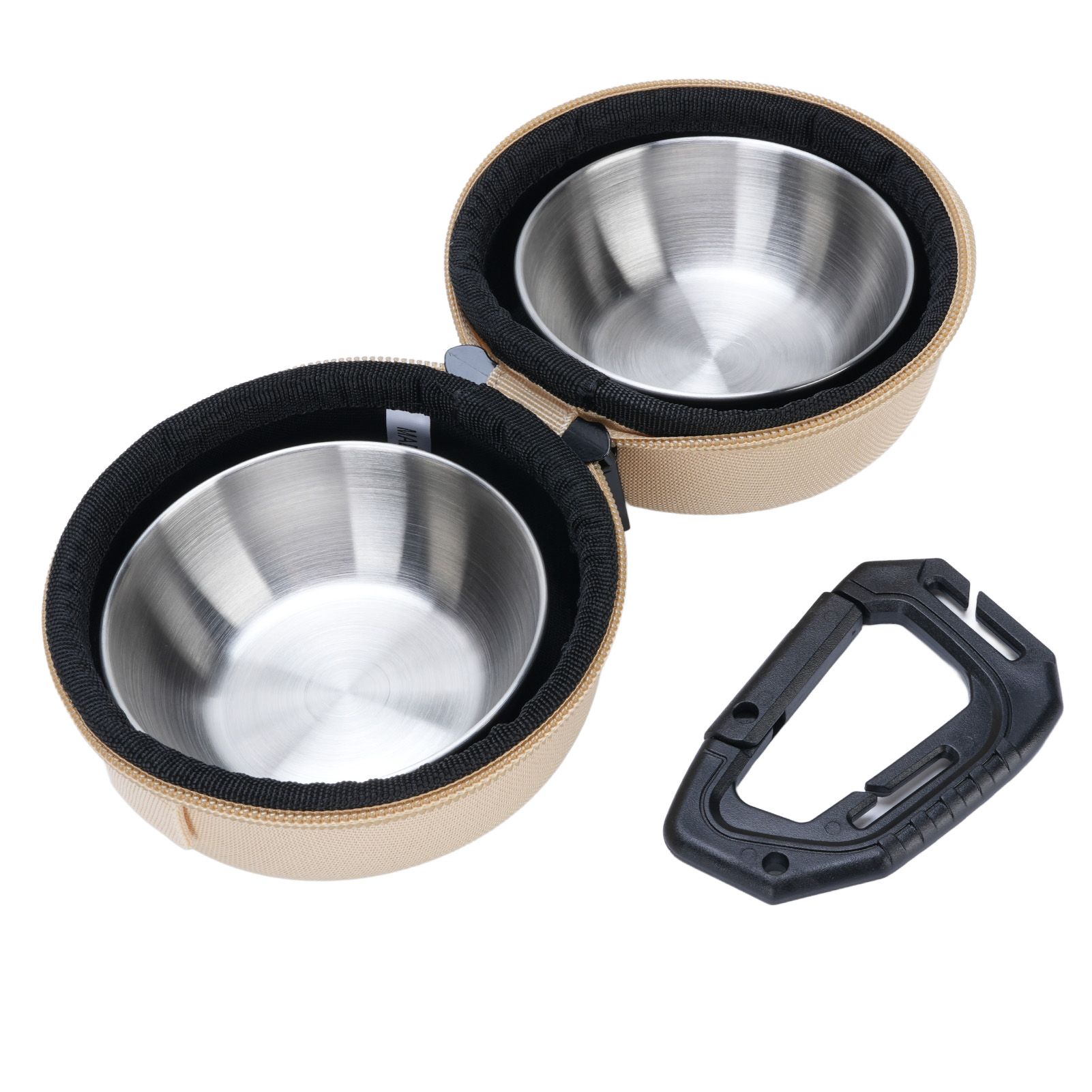 Foldable Dog Double Bowls Portable Stainless Steel Travel Pet Food Water Bowl view 6