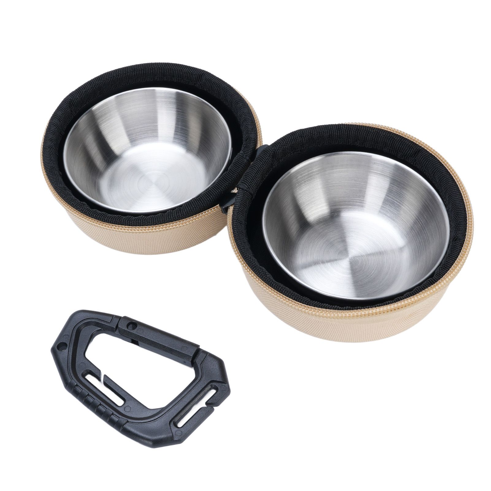 Foldable Dog Double Bowls Portable Stainless Steel Travel Pet Food Water Bowl view 8