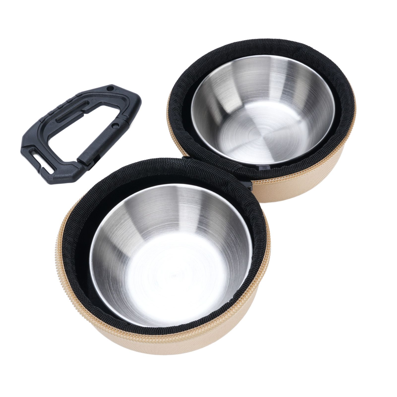 Foldable Dog Double Bowls Portable Stainless Steel Travel Pet Food Water Bowl view 9