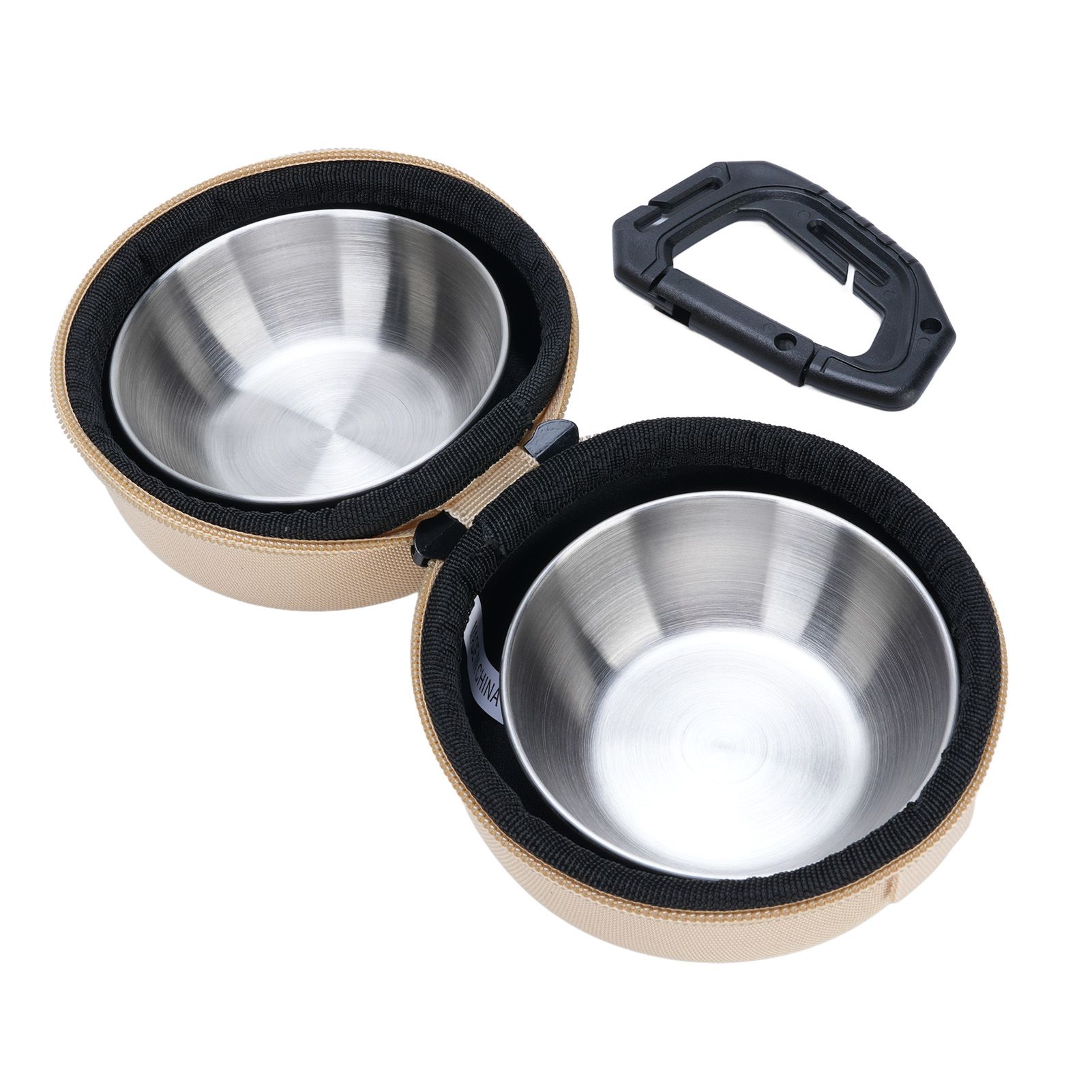 Foldable Dog Double Bowls Portable Stainless Steel Travel Pet Food Water Bowl view 10