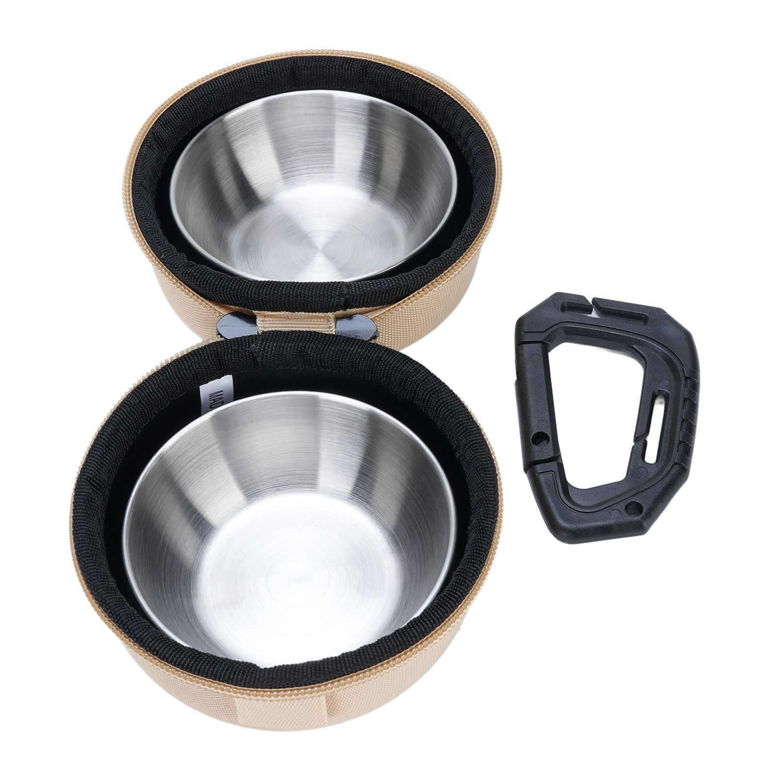 Foldable Dog Double Bowls Portable Stainless Steel Travel Pet Food Water Bowl view 11