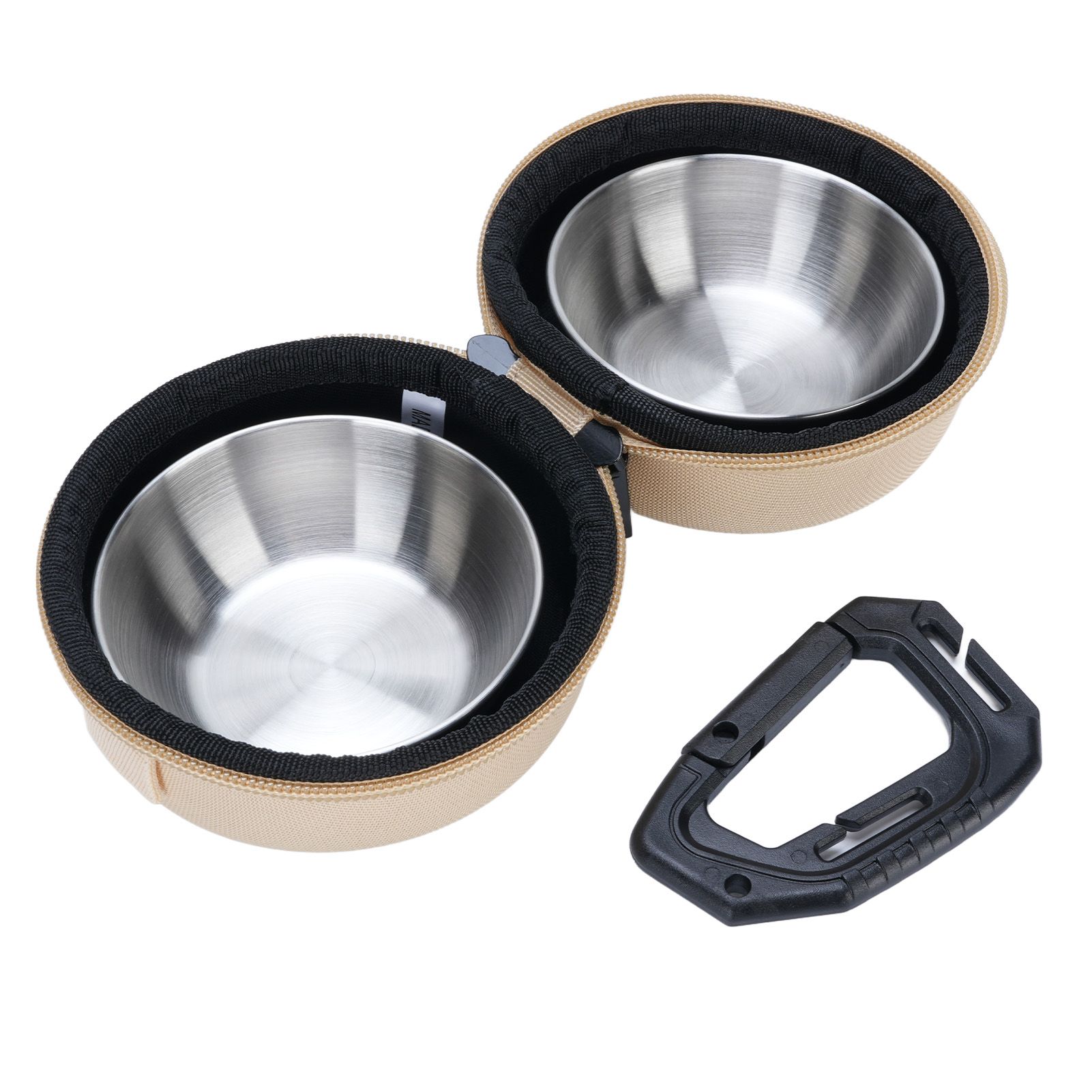 Foldable Dog Double Bowls Portable Stainless Steel Travel Pet Food Water Bowl view 12