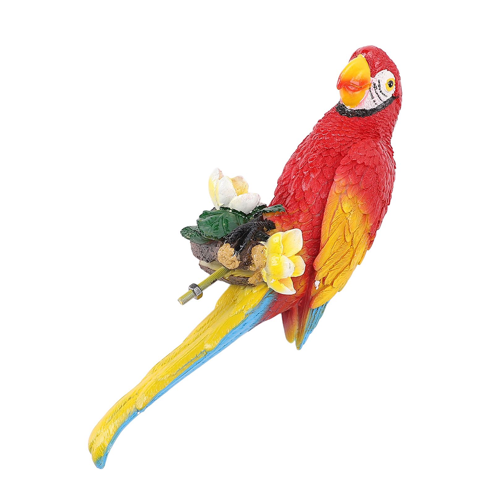 Parrot Decor Statue Figurine Scarlet Macaw Sculpture Birds Garden Courtyard view 7