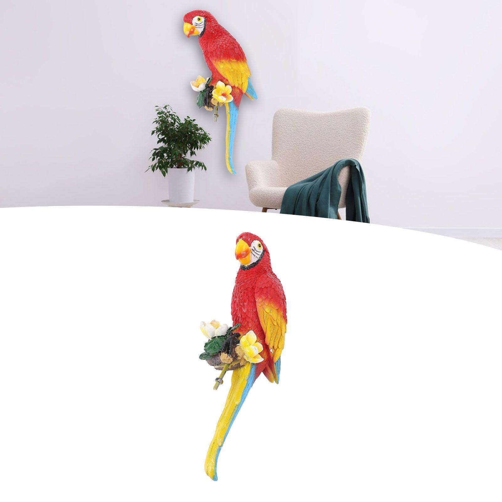 Parrot Decor Statue Figurine Scarlet Macaw Sculpture Birds Garden Courtyard view 11