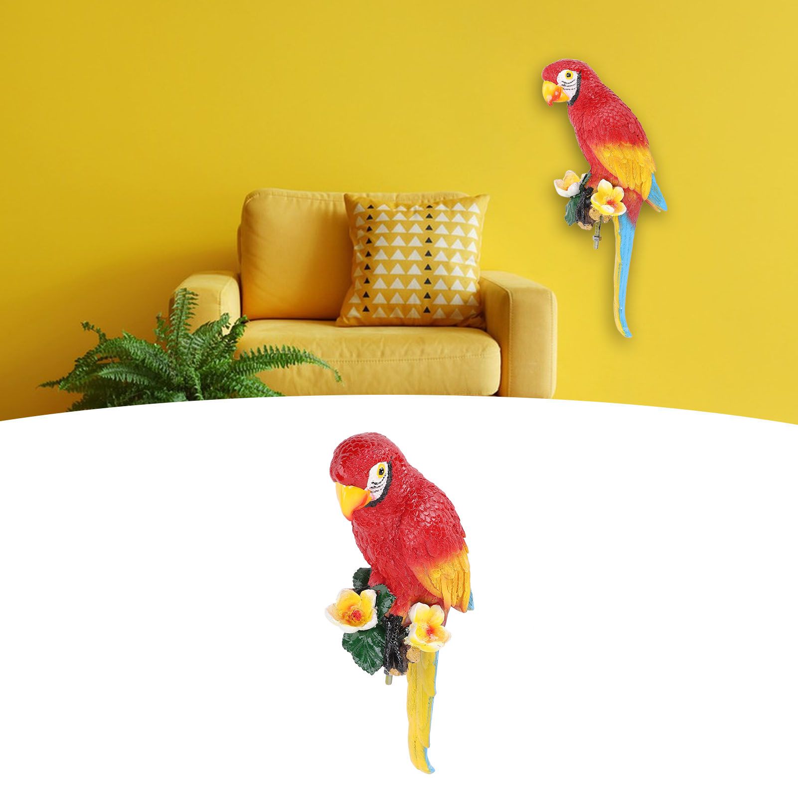 Parrot Decor Statue Figurine Scarlet Macaw Sculpture Birds Garden Courtyard view 12