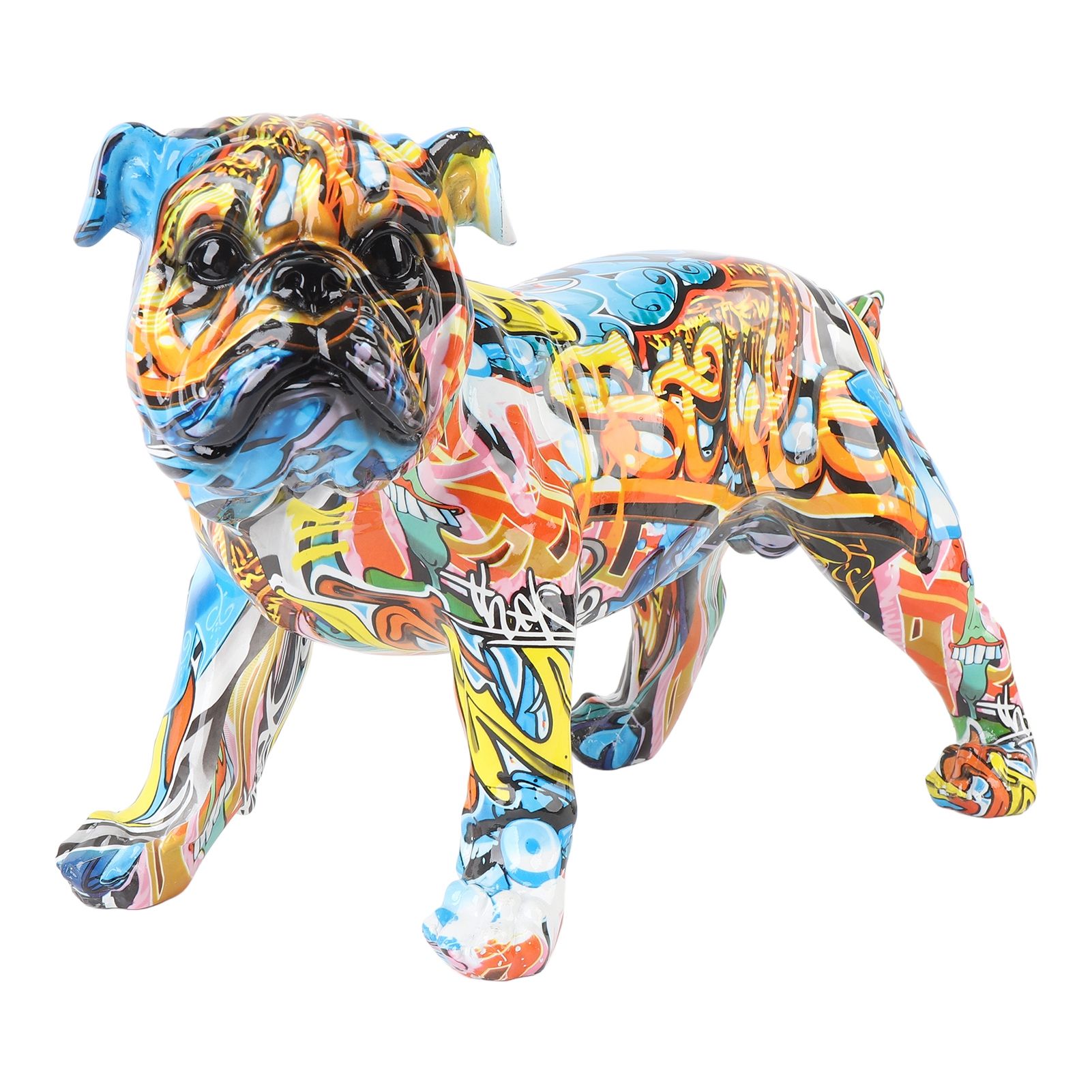 Colored Graffiti Bulldog Sculpture British Bulldog Statue Decoration Colorful