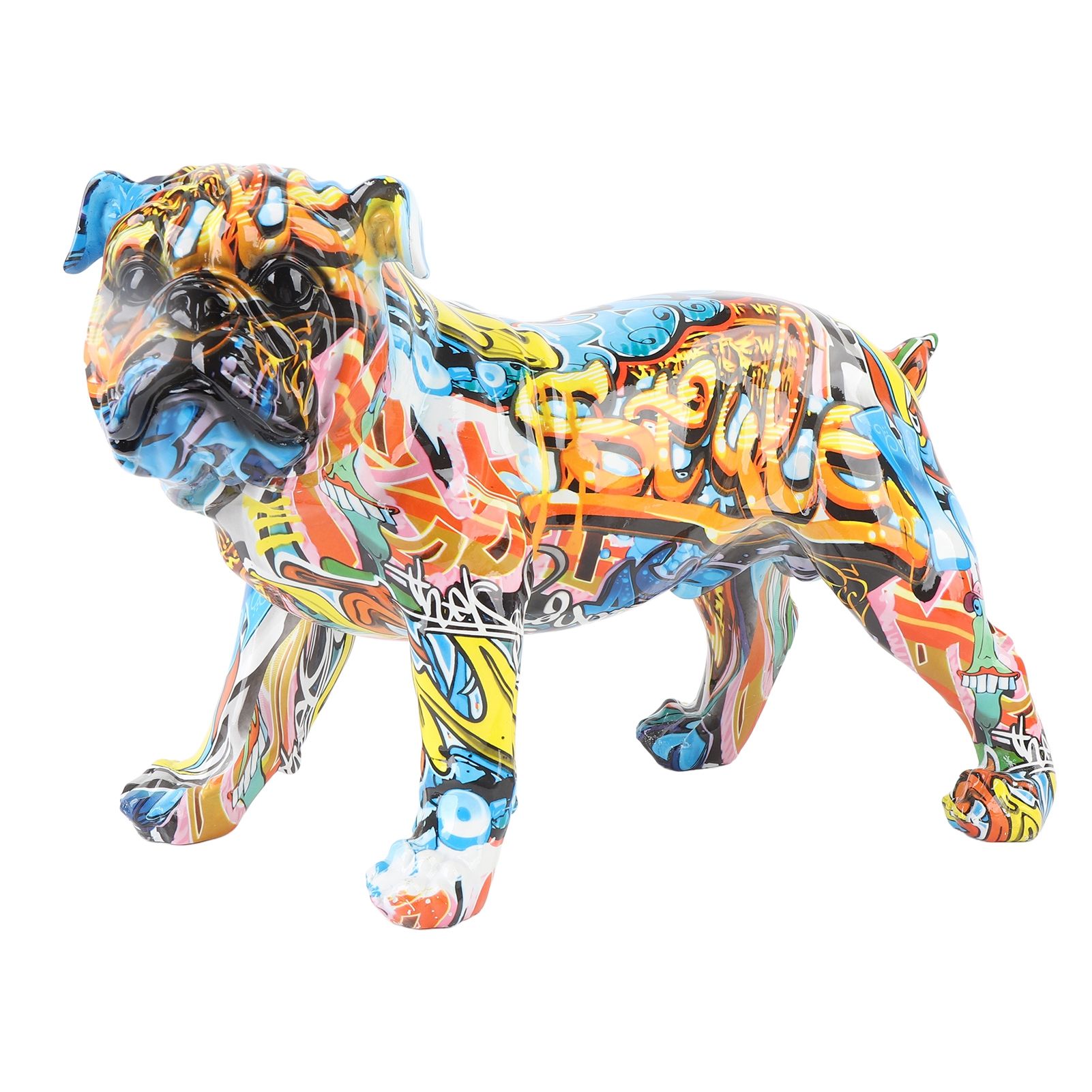 Colored Graffiti Bulldog Sculpture British Bulldog Statue Decoration Colorful view 3