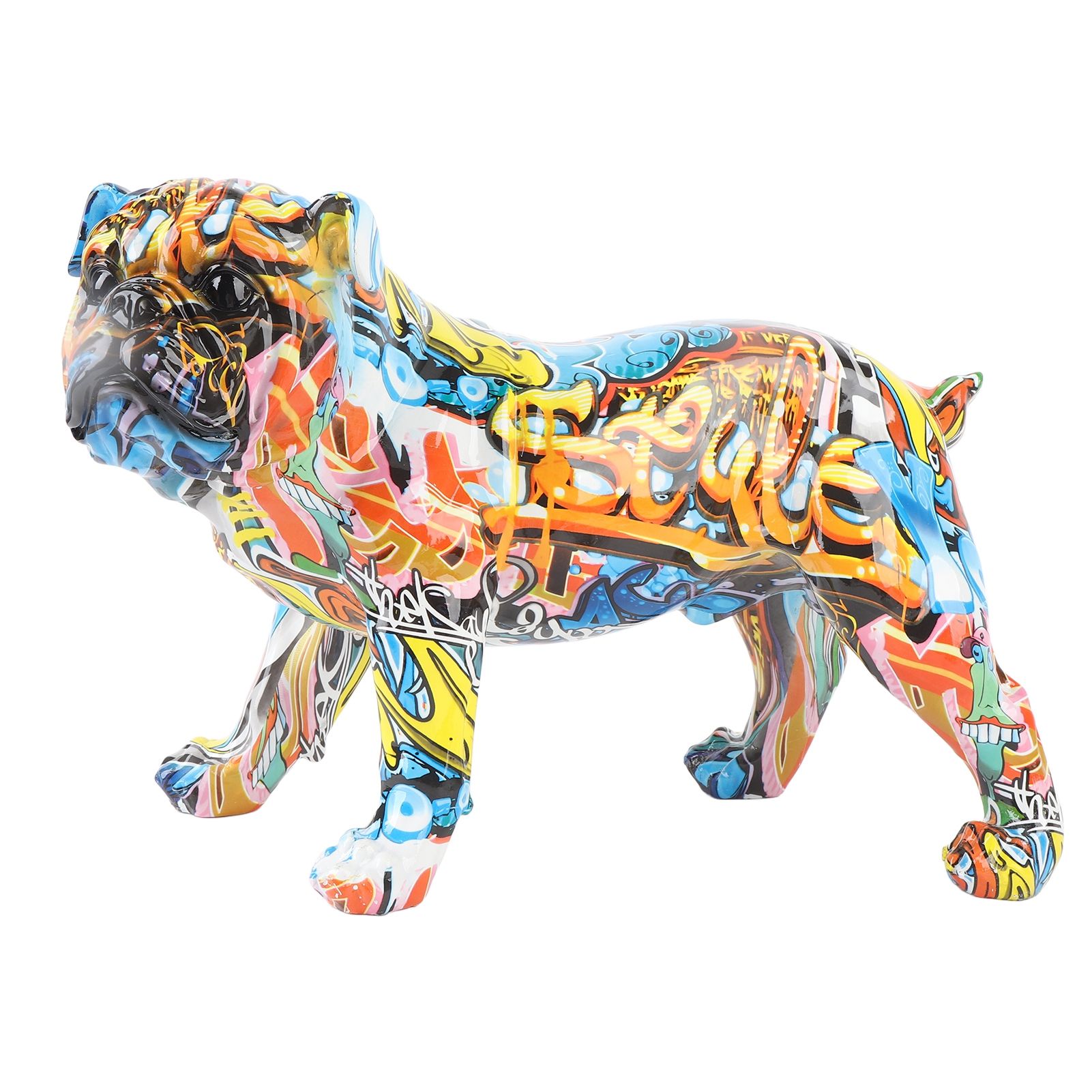 Colored Graffiti Bulldog Sculpture British Bulldog Statue Decoration Colorful view 4