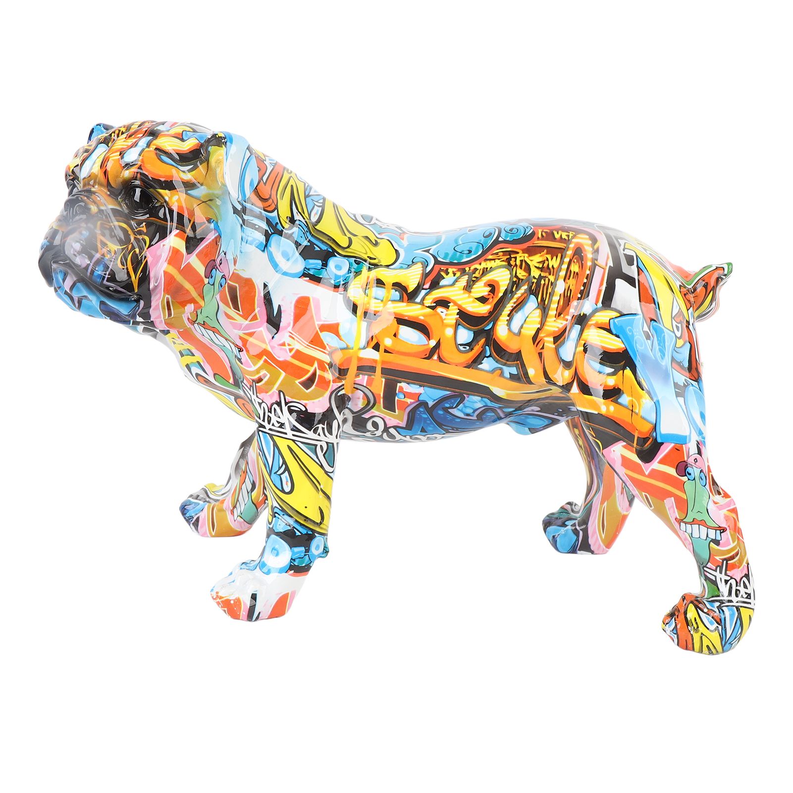 Colored Graffiti Bulldog Sculpture British Bulldog Statue Decoration Colorful view 6