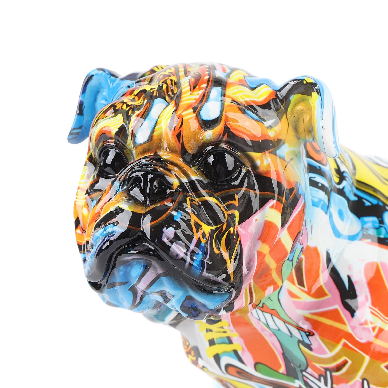 Colored Graffiti Bulldog Sculpture British Bulldog Statue Decoration Colorful view 7