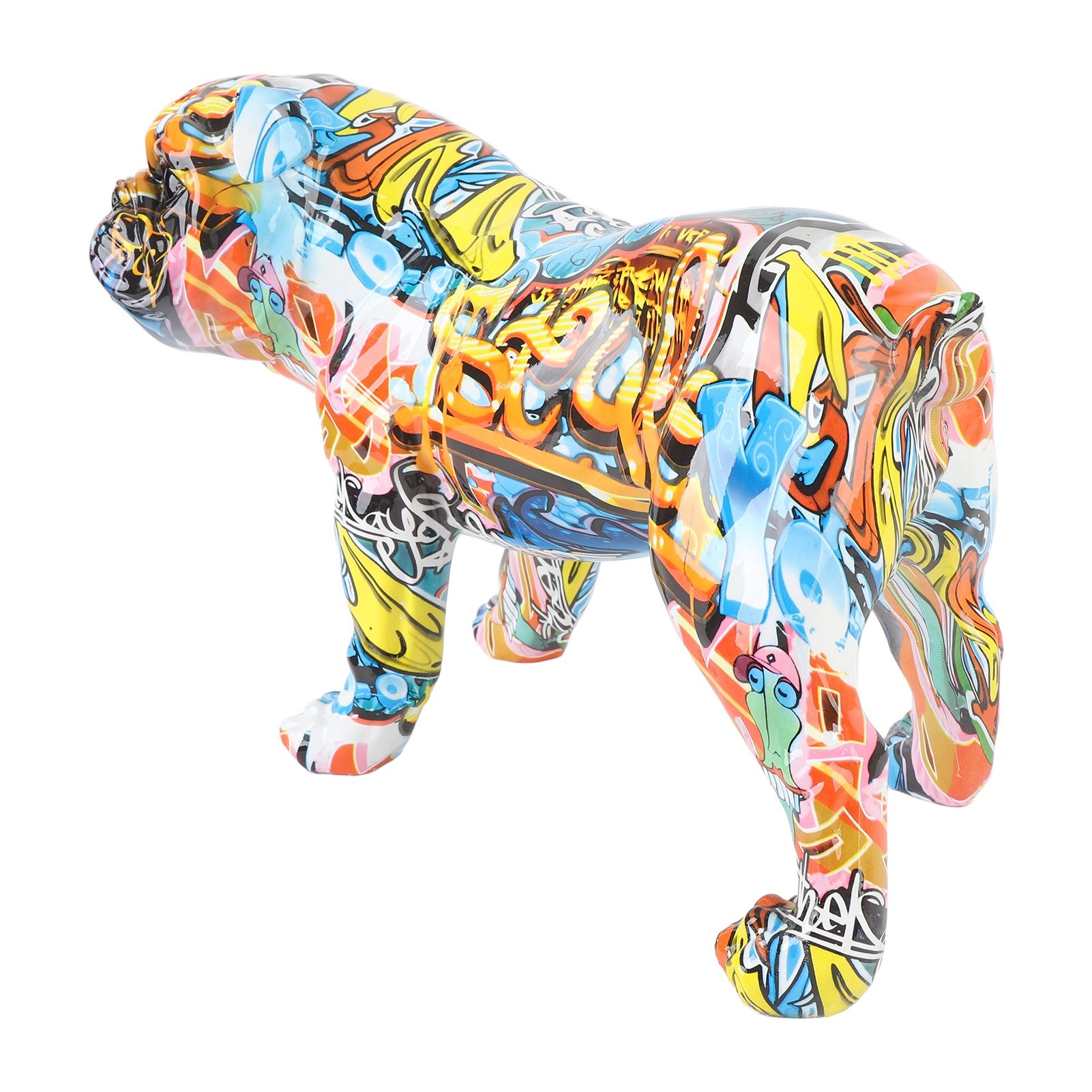 Colored Graffiti Bulldog Sculpture British Bulldog Statue Decoration Colorful view 8