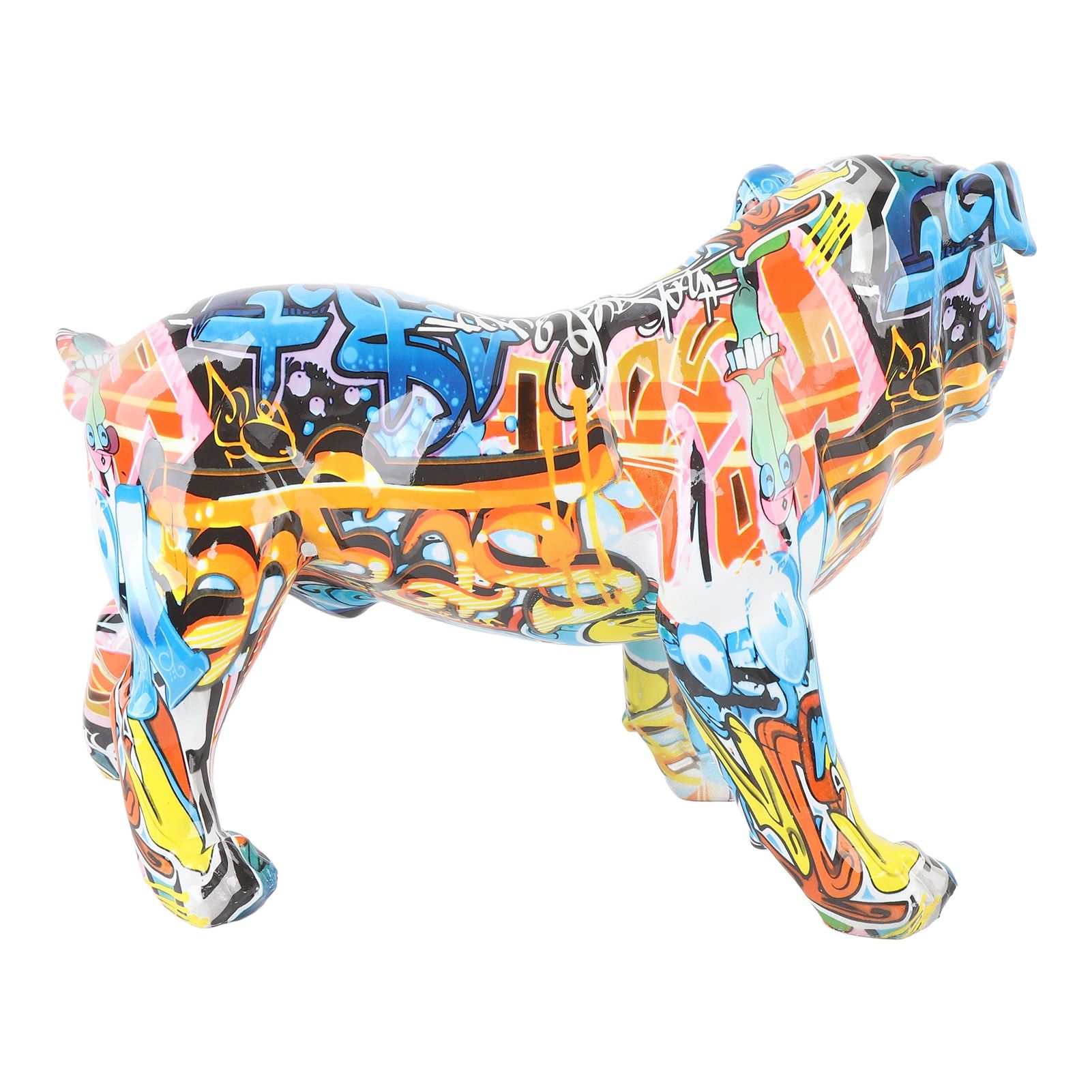 Colored Graffiti Bulldog Sculpture British Bulldog Statue Decoration Colorful view 9