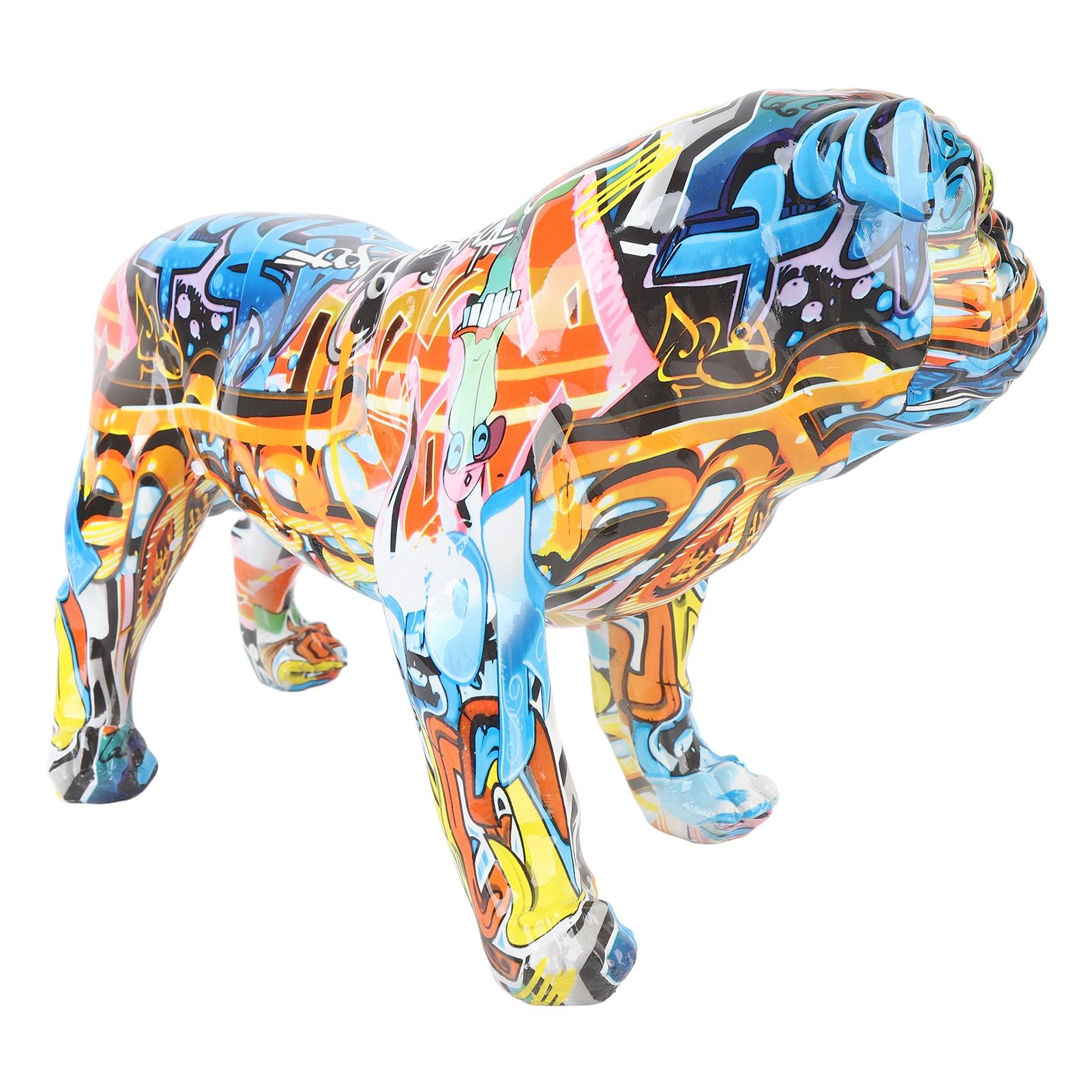 Colored Graffiti Bulldog Sculpture British Bulldog Statue Decoration Colorful view 10