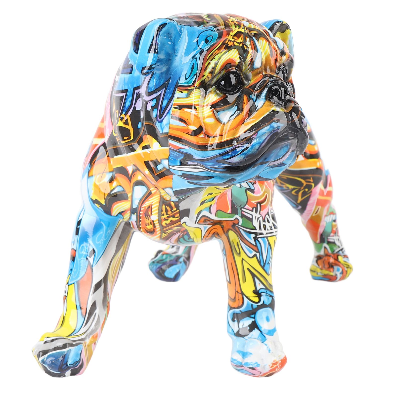 Colored Graffiti Bulldog Sculpture British Bulldog Statue Decoration Colorful view 11