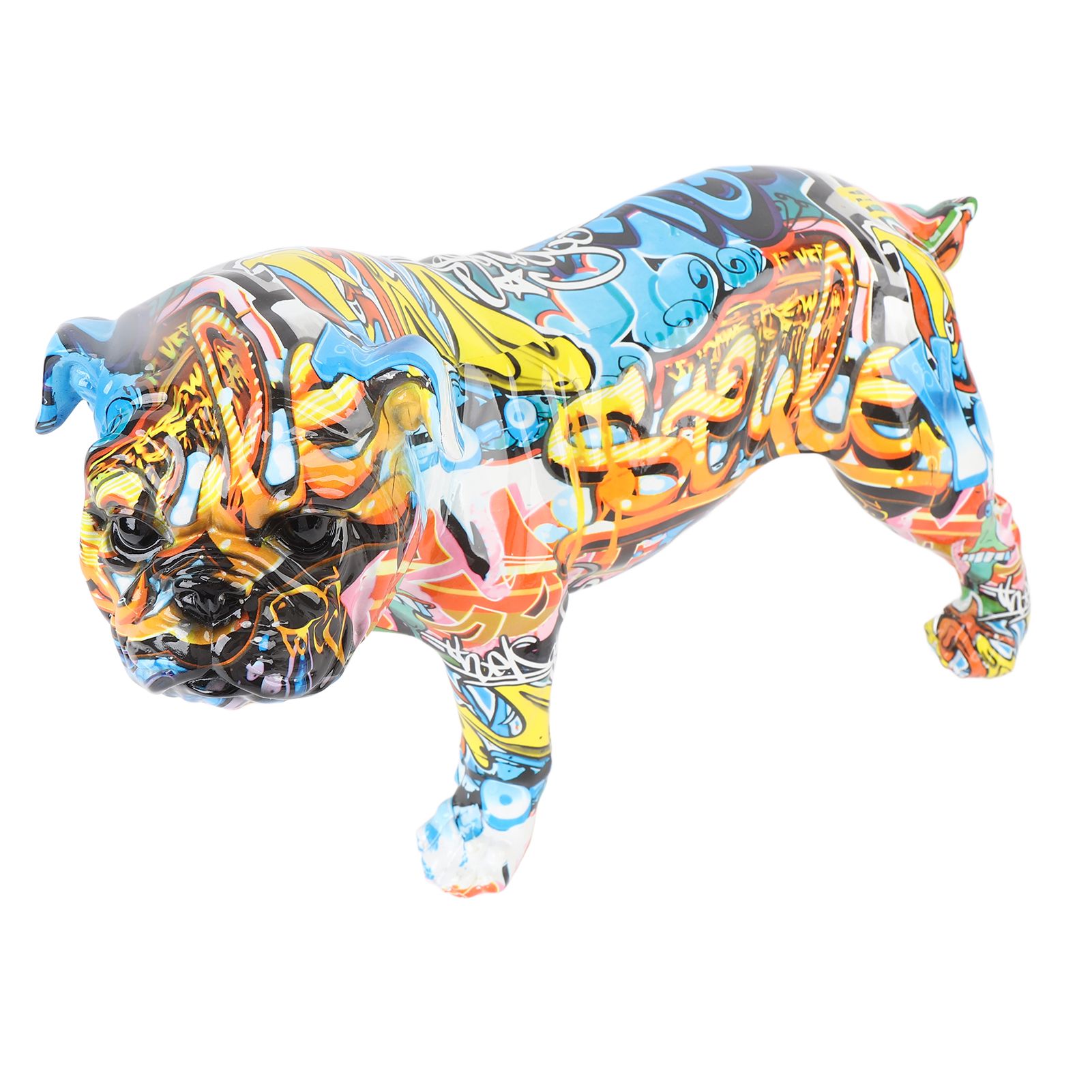 Colored Graffiti Bulldog Sculpture British Bulldog Statue Decoration Colorful view 12
