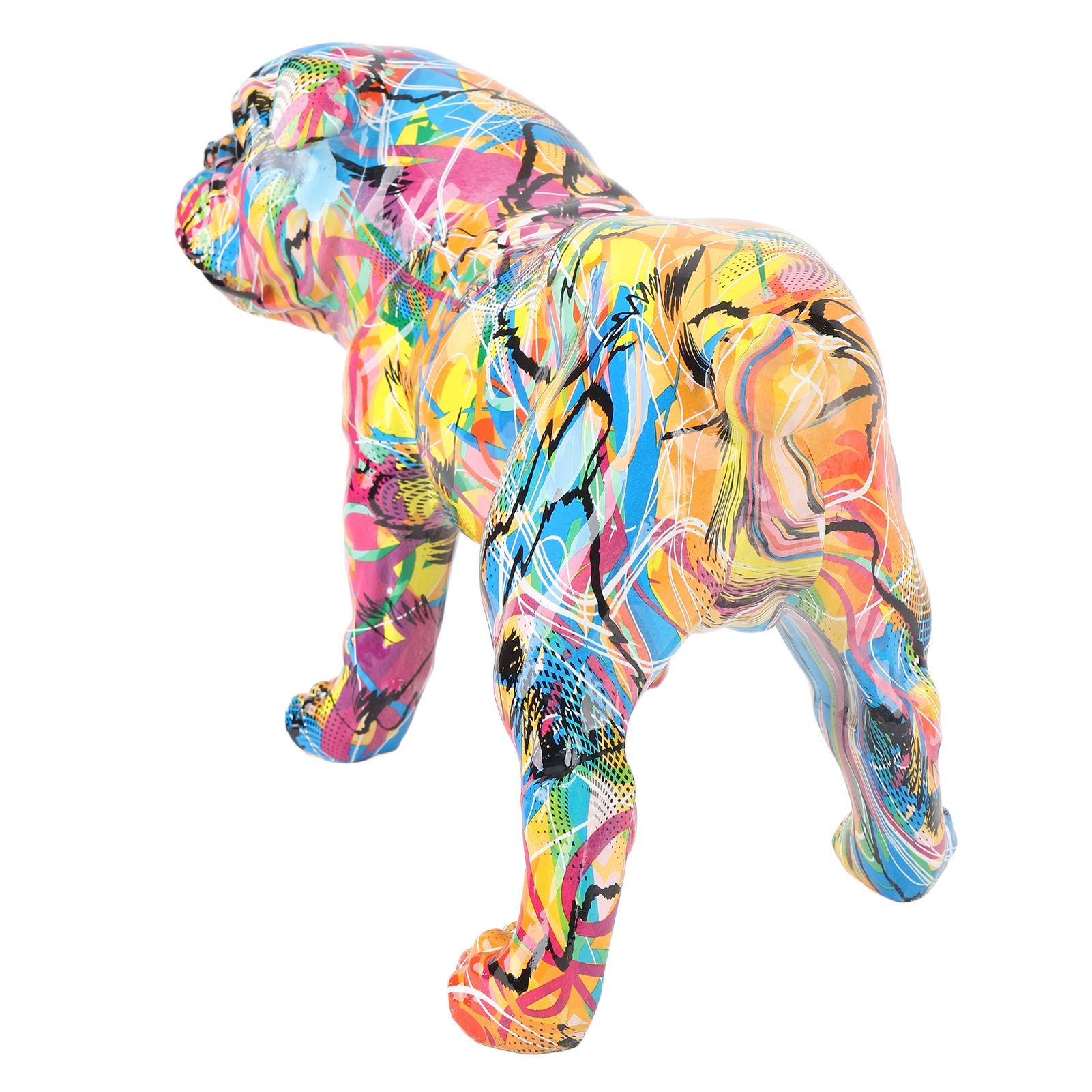 Colored Graffiti Bulldog Sculpture British Bulldog Statue Decoration Colorful