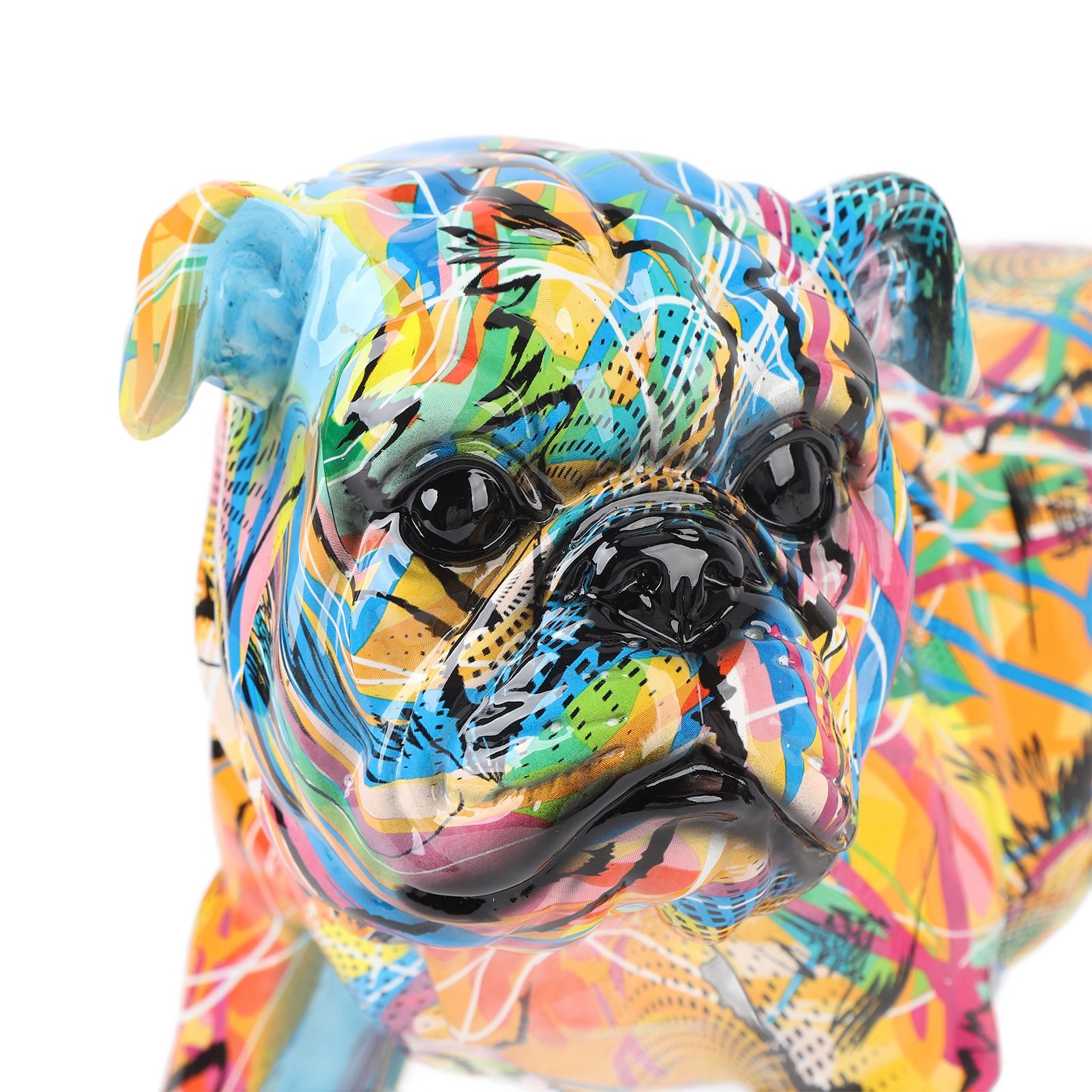 Colored Graffiti Bulldog Sculpture British Bulldog Statue Decoration Colorful view 2