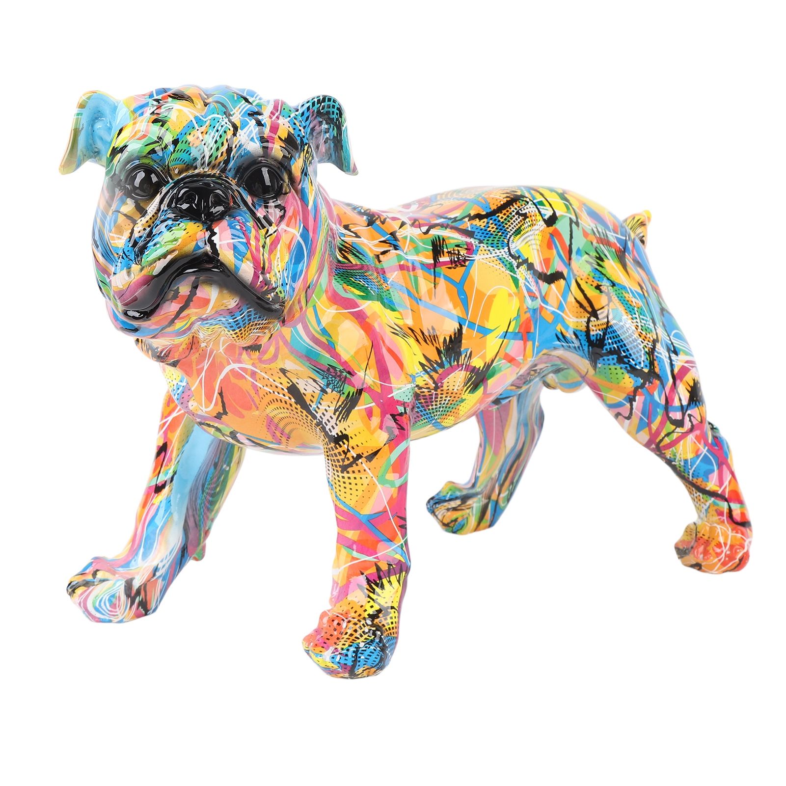 Colored Graffiti Bulldog Sculpture British Bulldog Statue Decoration Colorful view 3