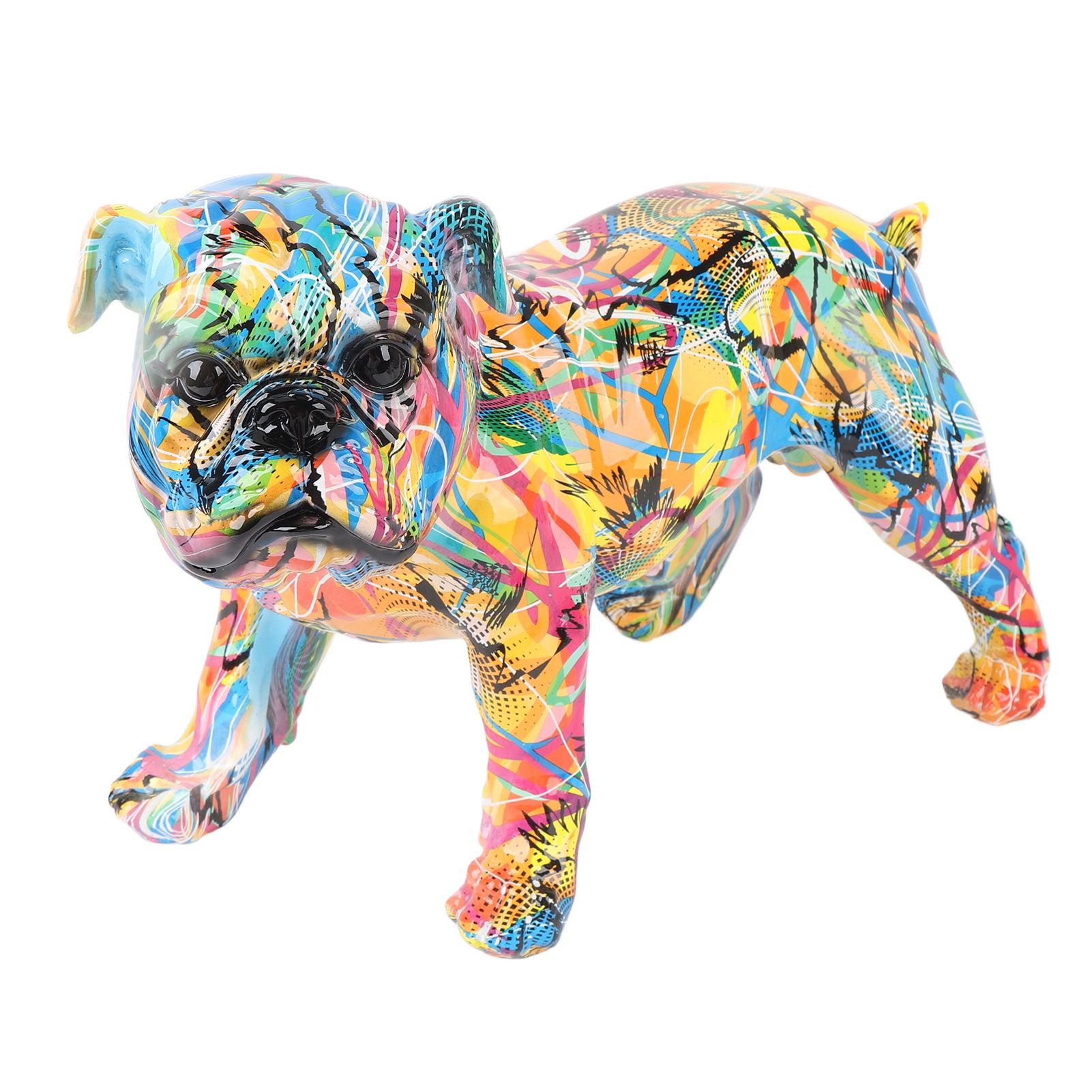 Colored Graffiti Bulldog Sculpture British Bulldog Statue Decoration Colorful view 4