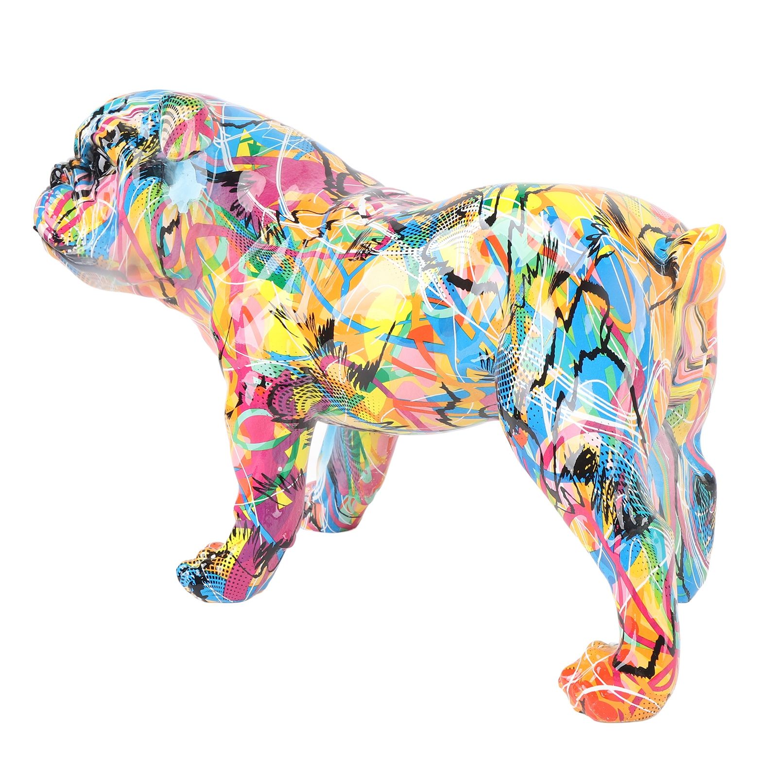 Colored Graffiti Bulldog Sculpture British Bulldog Statue Decoration Colorful view 6