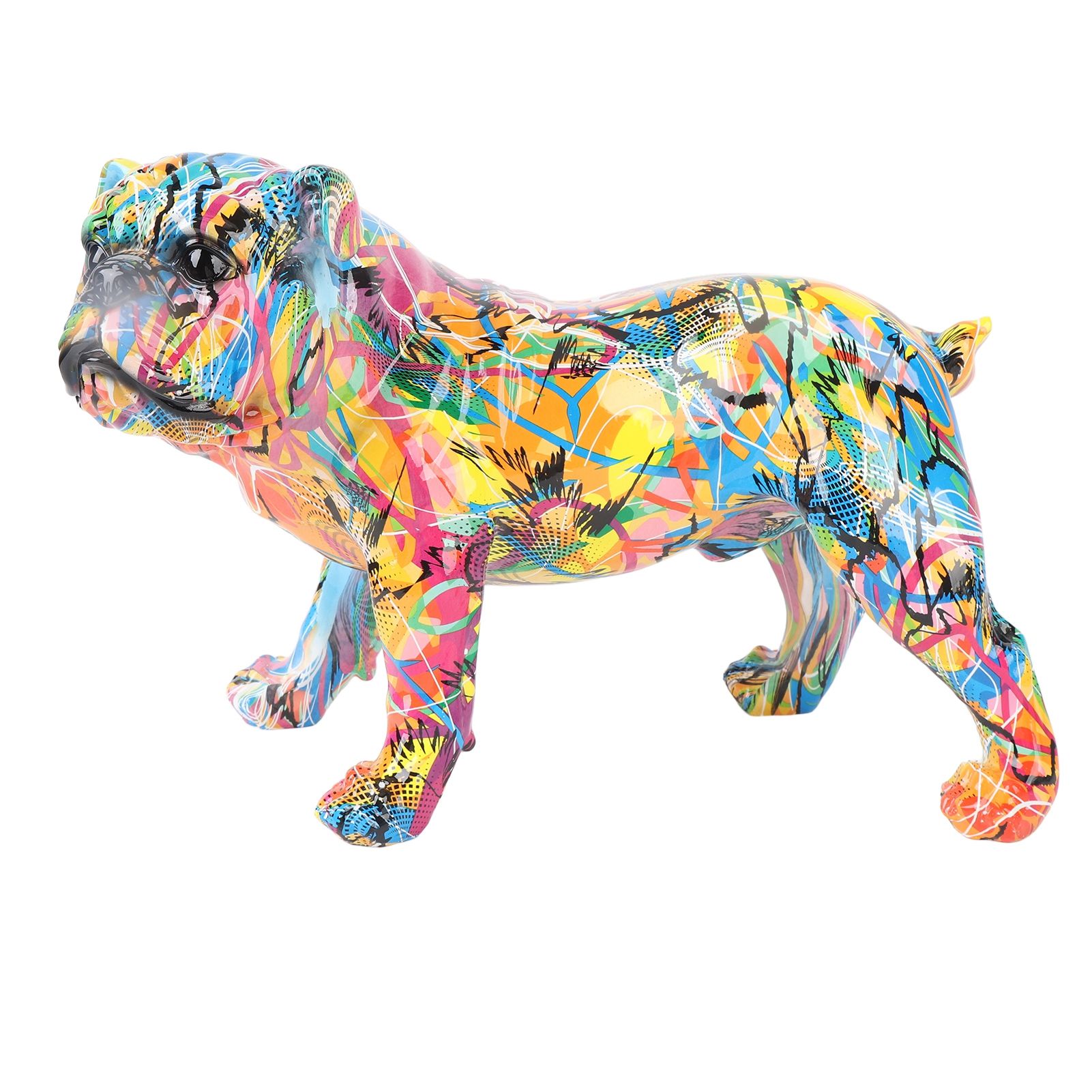 Colored Graffiti Bulldog Sculpture British Bulldog Statue Decoration Colorful view 8