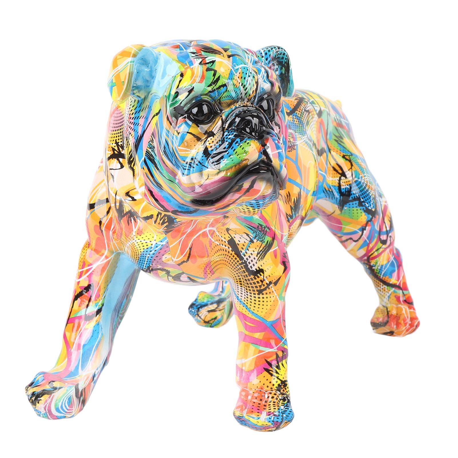 Colored Graffiti Bulldog Sculpture British Bulldog Statue Decoration Colorful view 9