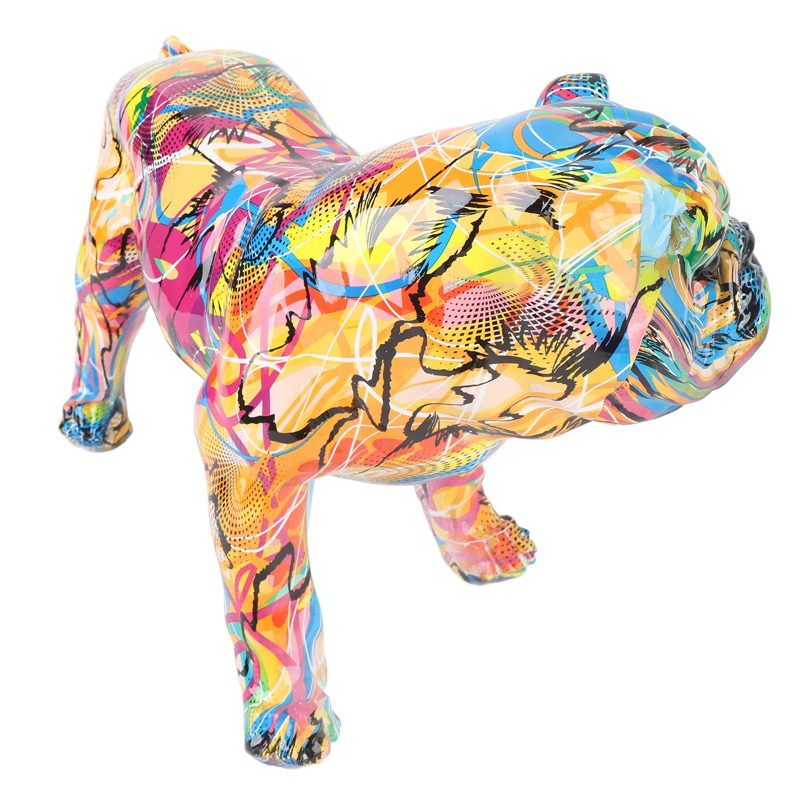 Colored Graffiti Bulldog Sculpture British Bulldog Statue Decoration Colorful view 10
