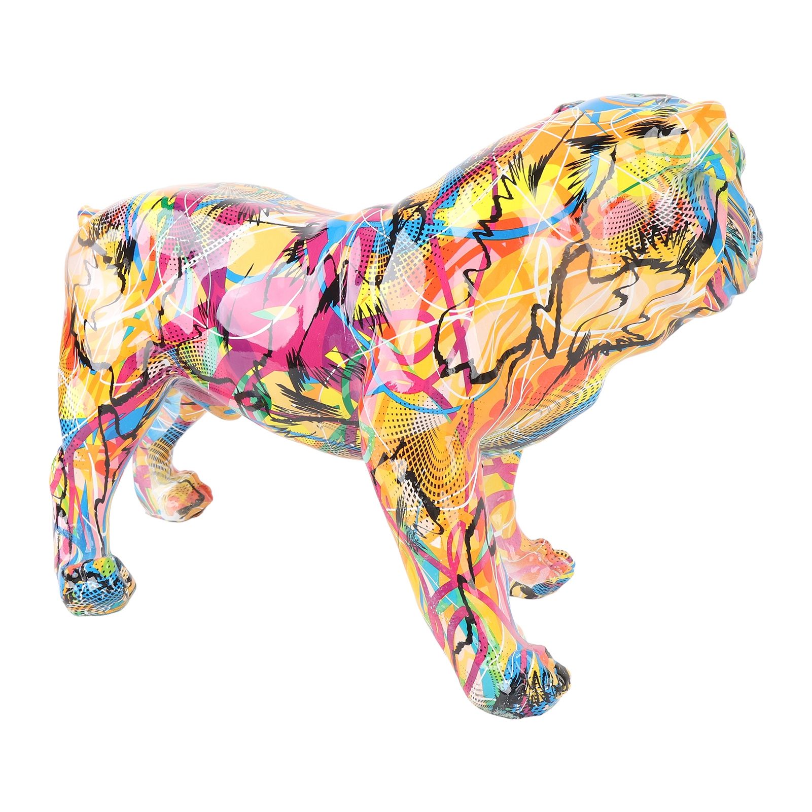 Colored Graffiti Bulldog Sculpture British Bulldog Statue Decoration Colorful view 11