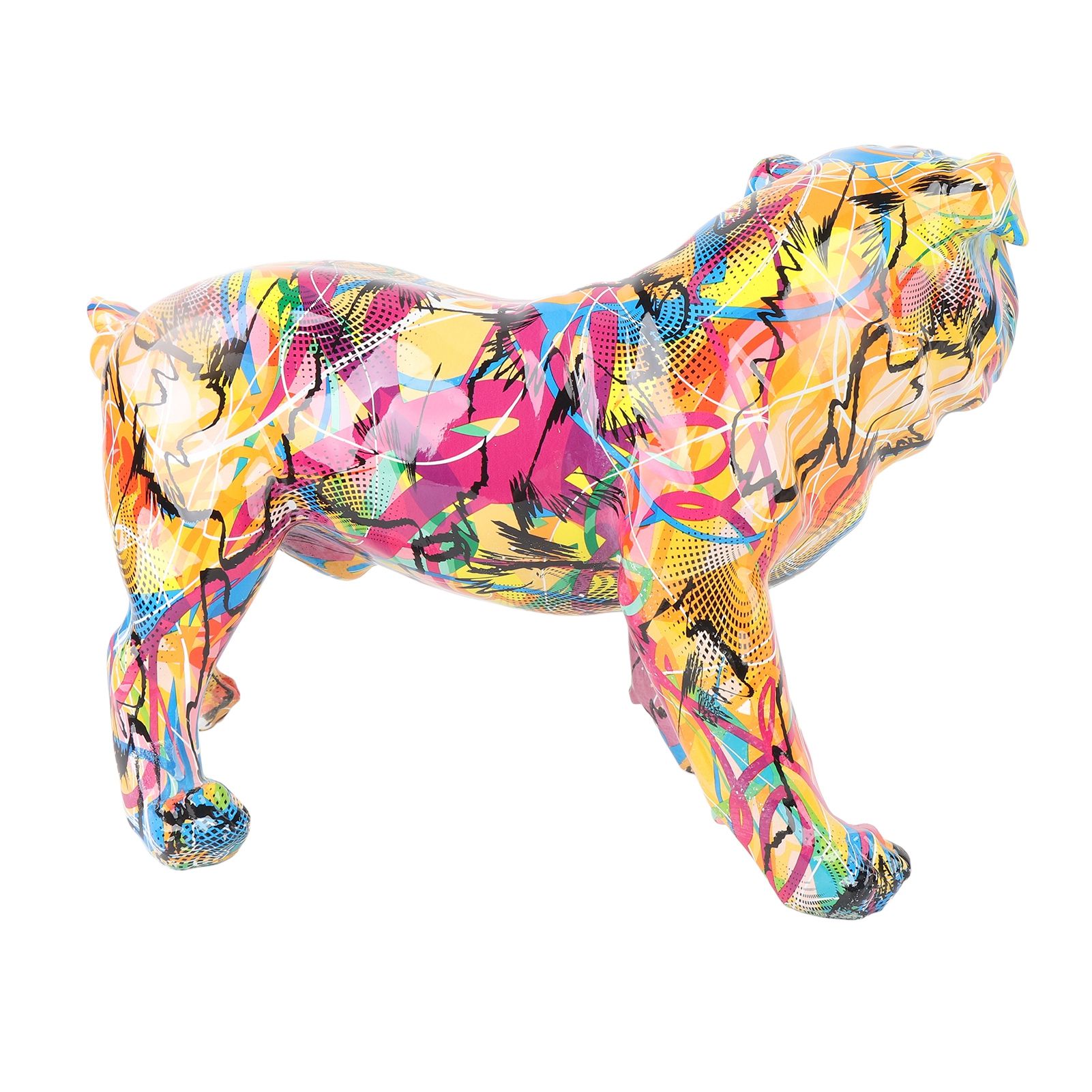 Colored Graffiti Bulldog Sculpture British Bulldog Statue Decoration Colorful view 12