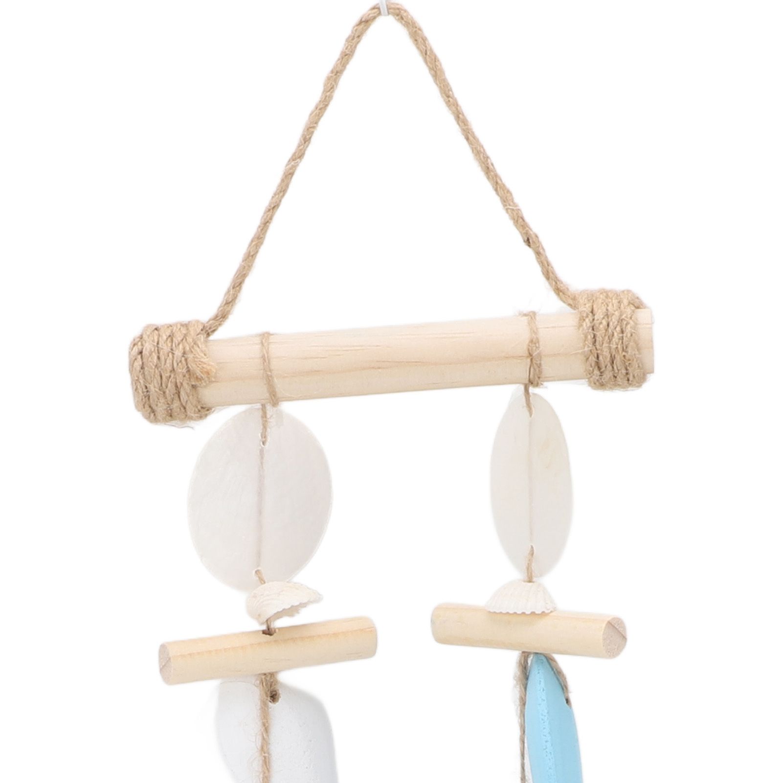 Fish Wind Chime Sea Theme Wall Hanging Decor Solid Wood Hemp Rope Shell Fish view 5