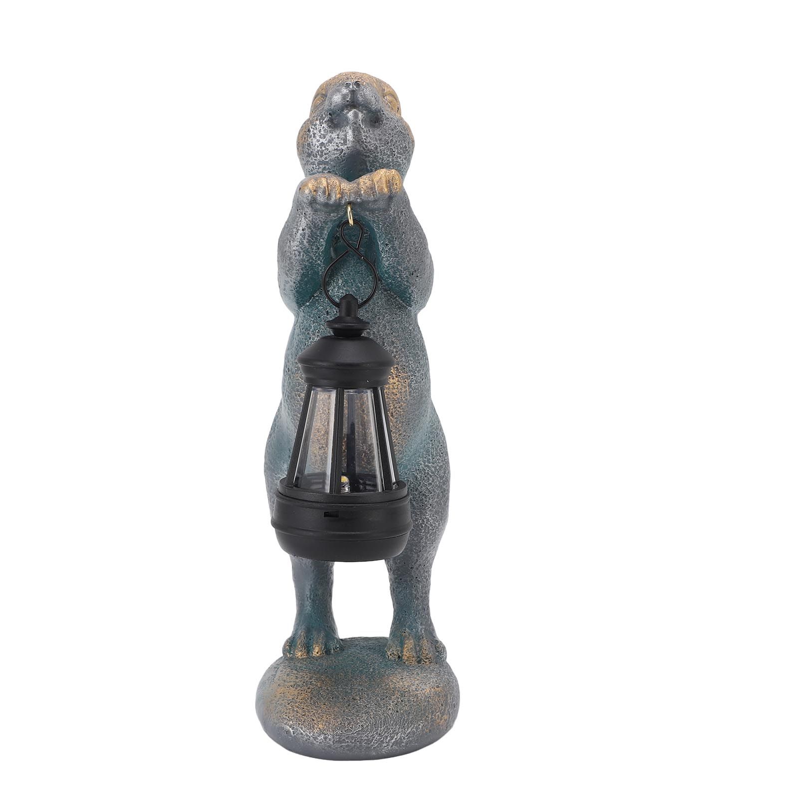 Bunny Figurine with Solar Lantern Resin Bunny Statue Light Auto Light Sensing view 6
