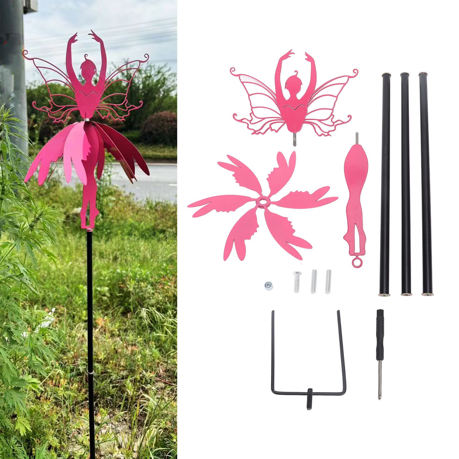Patio Iron Ornament Garden Stake Decoration Metal Iron Rotating Windmill Craft view 11