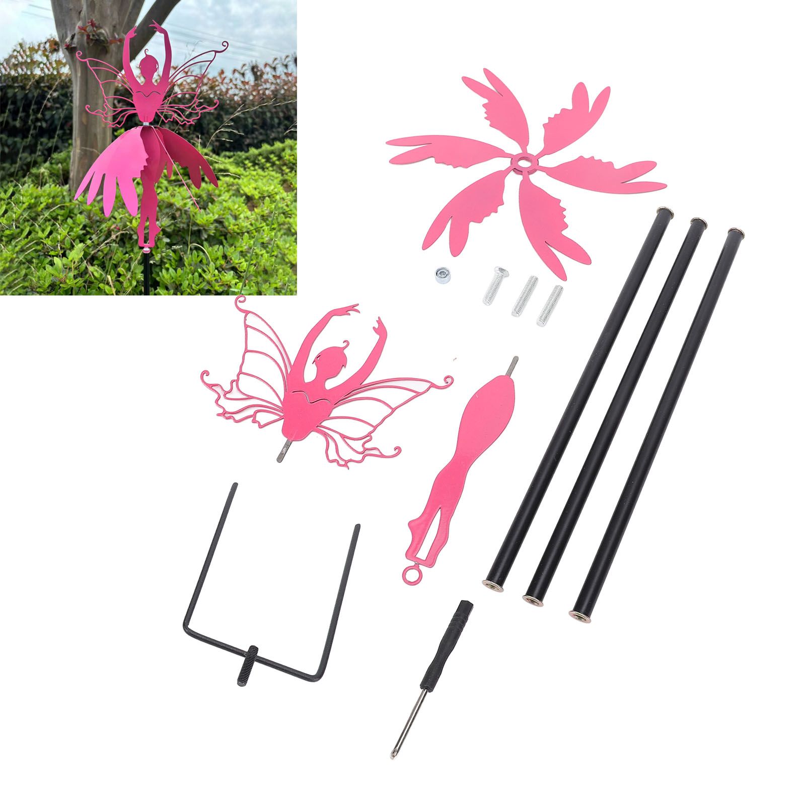 Patio Iron Ornament Garden Stake Decoration Metal Iron Rotating Windmill Craft view 12