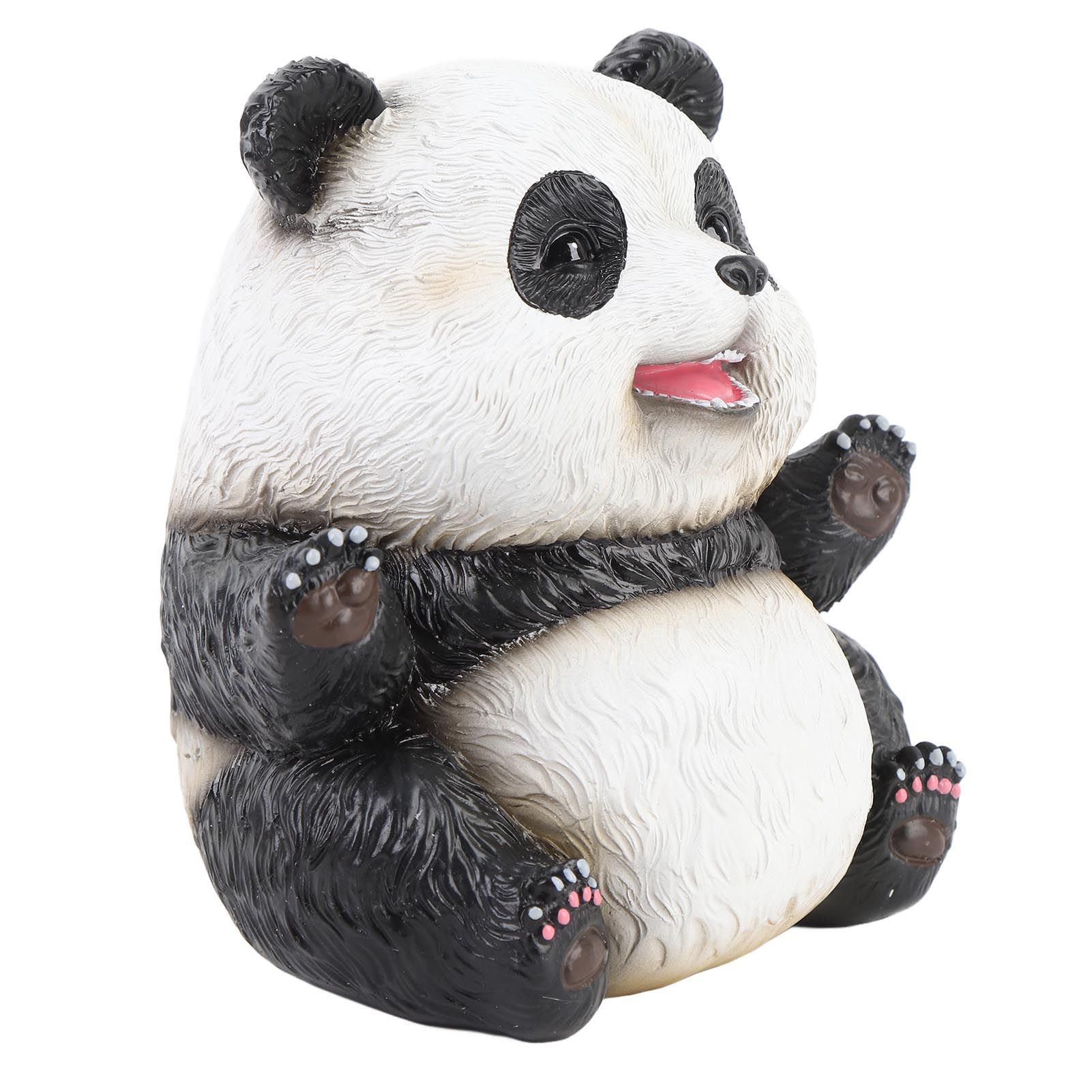 Panda Figurine Cute Lifelike Sturdy Resin Panda Animal Figure Ornament for