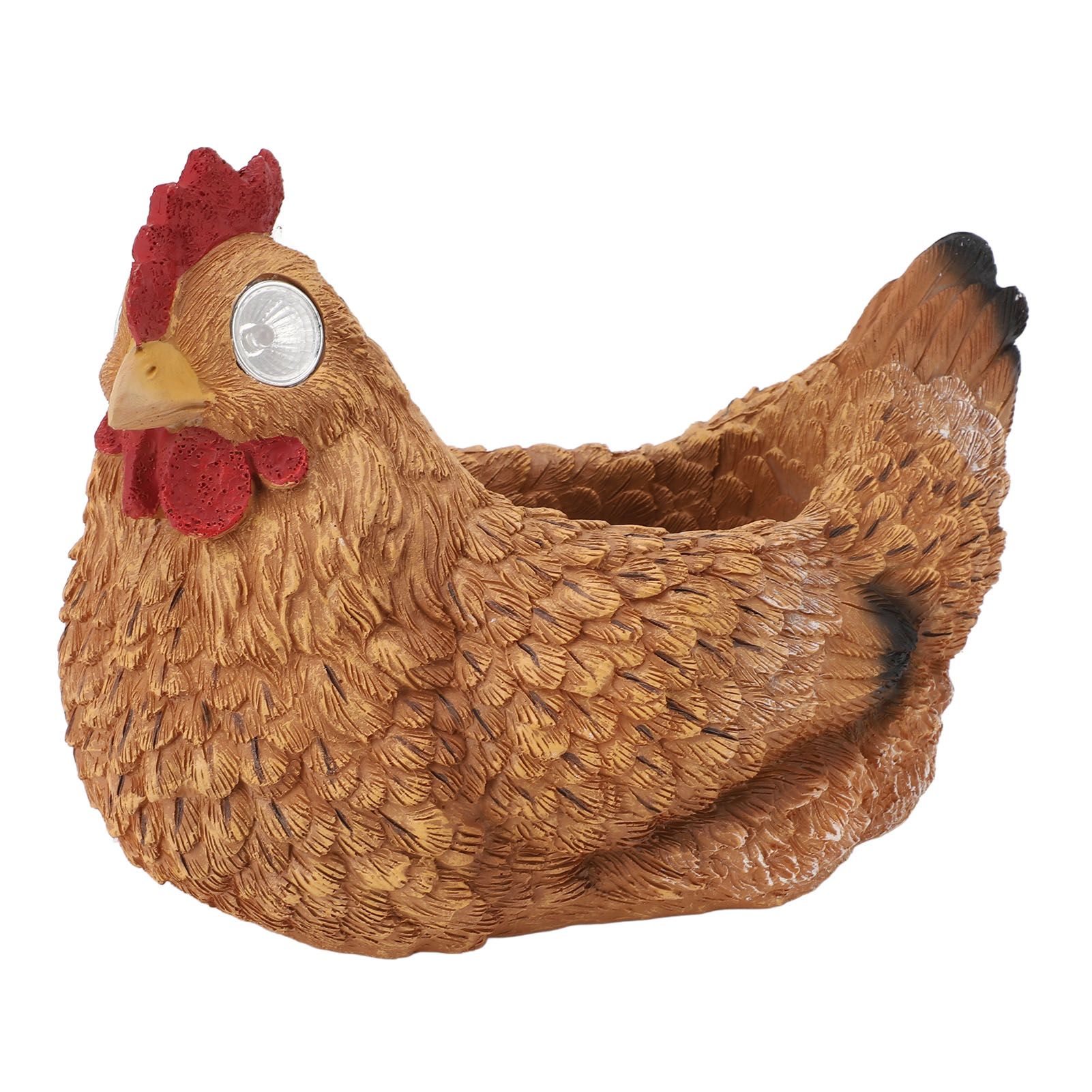 Flower Pot Hen Shape Resin Succulent Pot with Auto Light Sensing Solar Light — image 1
