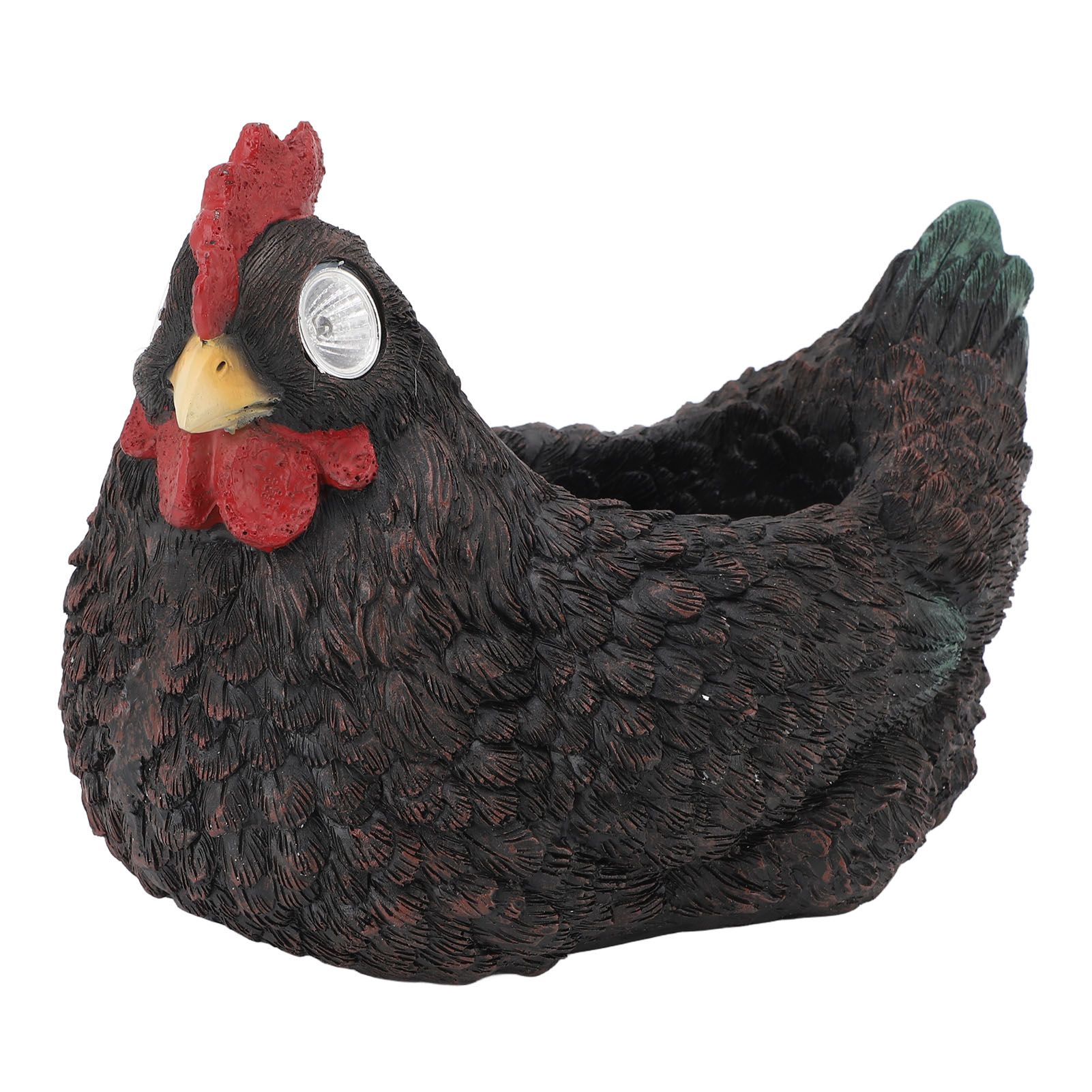 Flower Pot Hen Shape Resin Succulent Pot with Auto Light Sensing Solar Light — image 1