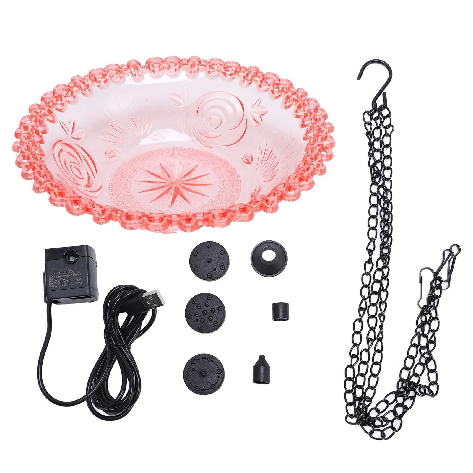 Bird Bath Fountain for Outdoor Plastic Hanging USB Powered Hummingbird Feeder view 3