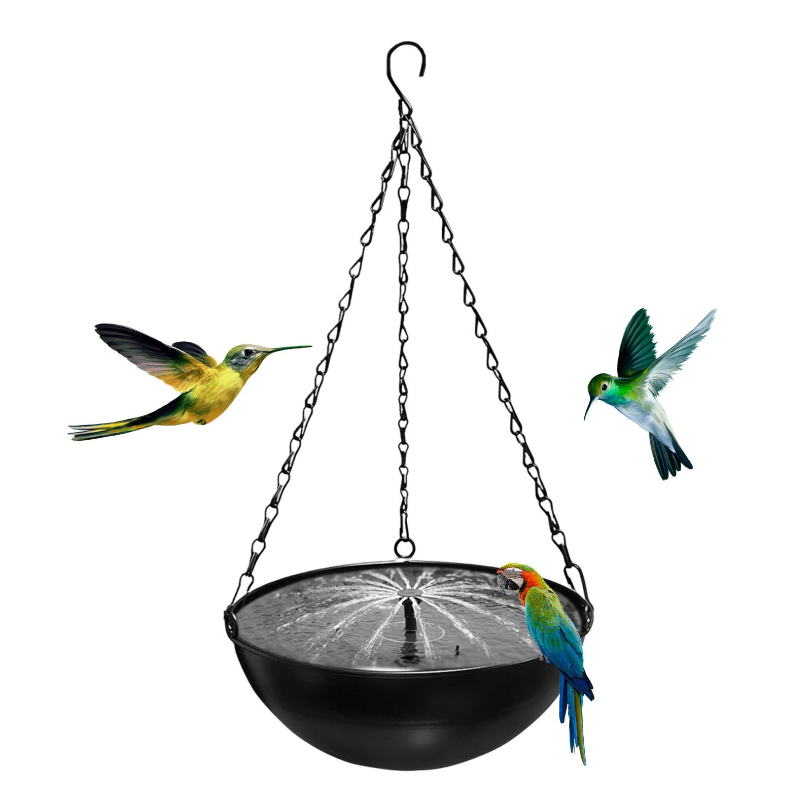 Hanging Solar Bird Bath Fountain 9.8 Inch Diameter Bird Bath Bowl with Solar view 12