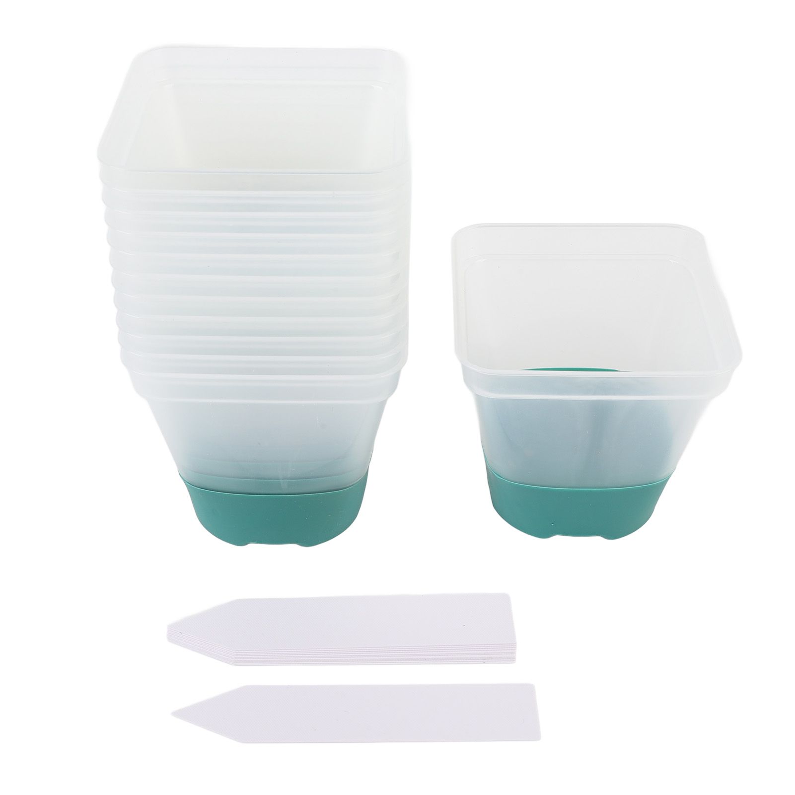 12pcs Reusable Plastic Nursery Pot with 12 Labels Drainage Holes Soft Silicone view 3