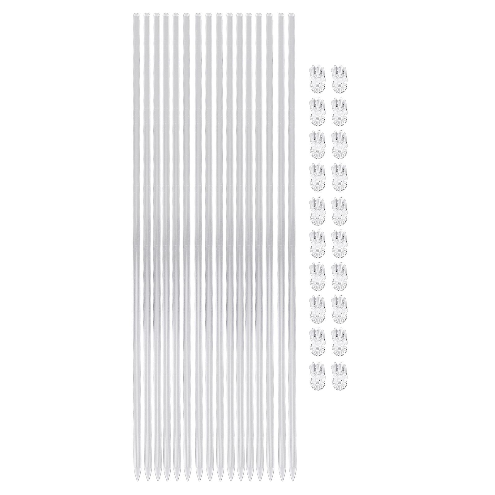 16 Pcs 15.6 Inch Acrylic Plant Stakes Clear Flower Support Sticks with 20 Pcs view 3