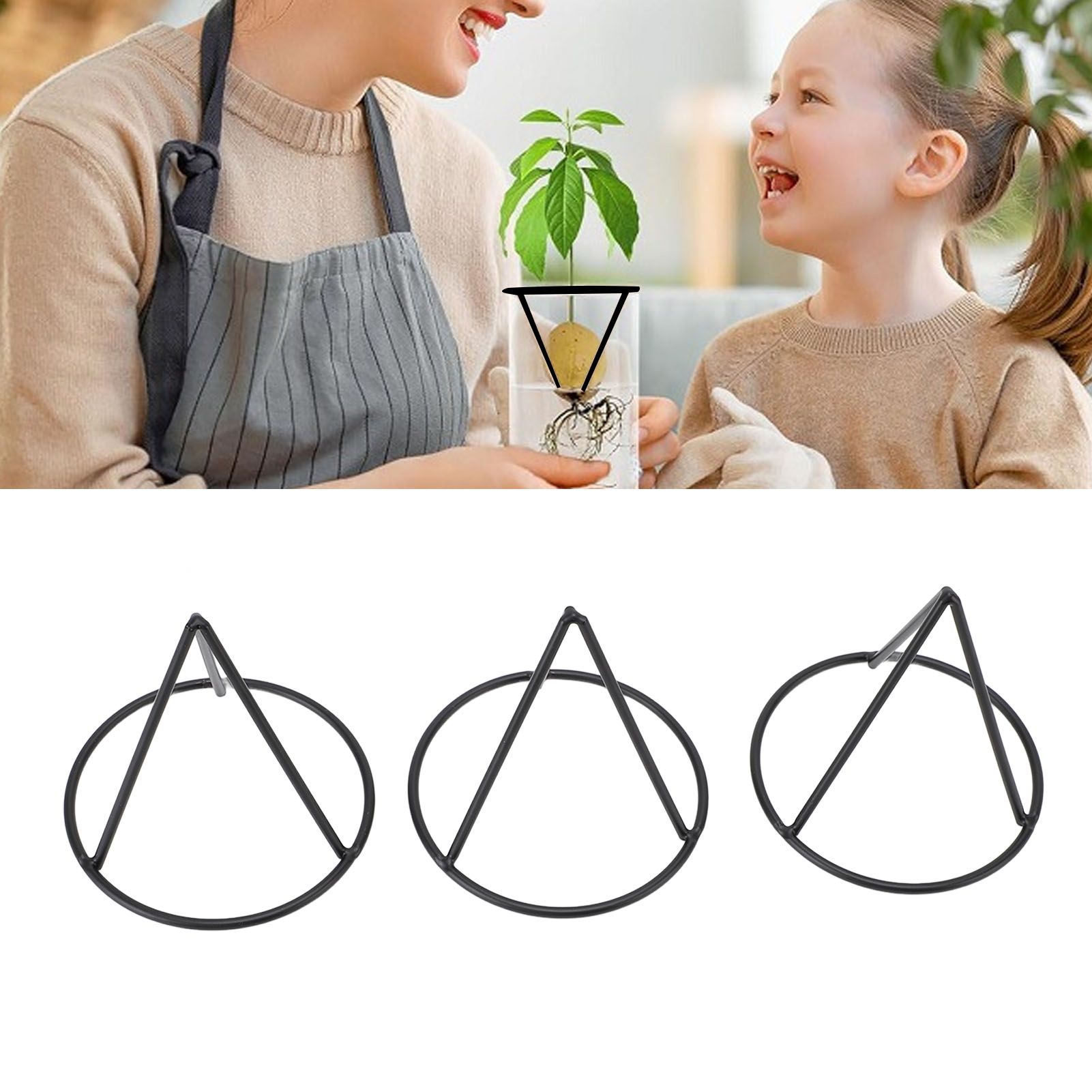 3pcs Avocado Pit Starter Rack Stable Triangular Metal Bracket for 3.4 Inch view 12