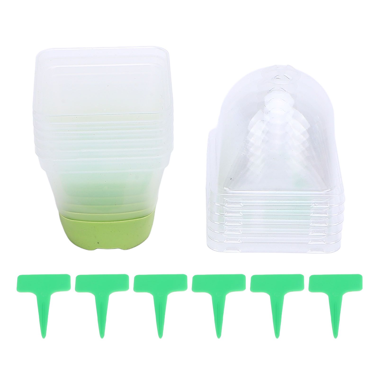 6 Set Clear Nursery Pots with Drainage Holes Silicone Base Lids 3in Plastic view 2