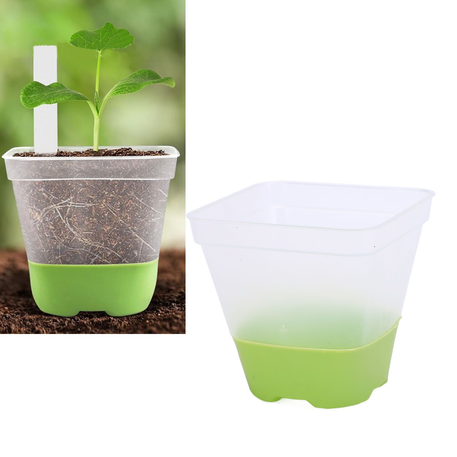 6 Set Clear Nursery Pots with Drainage Holes Silicone Base Lids 3in Plastic view 11