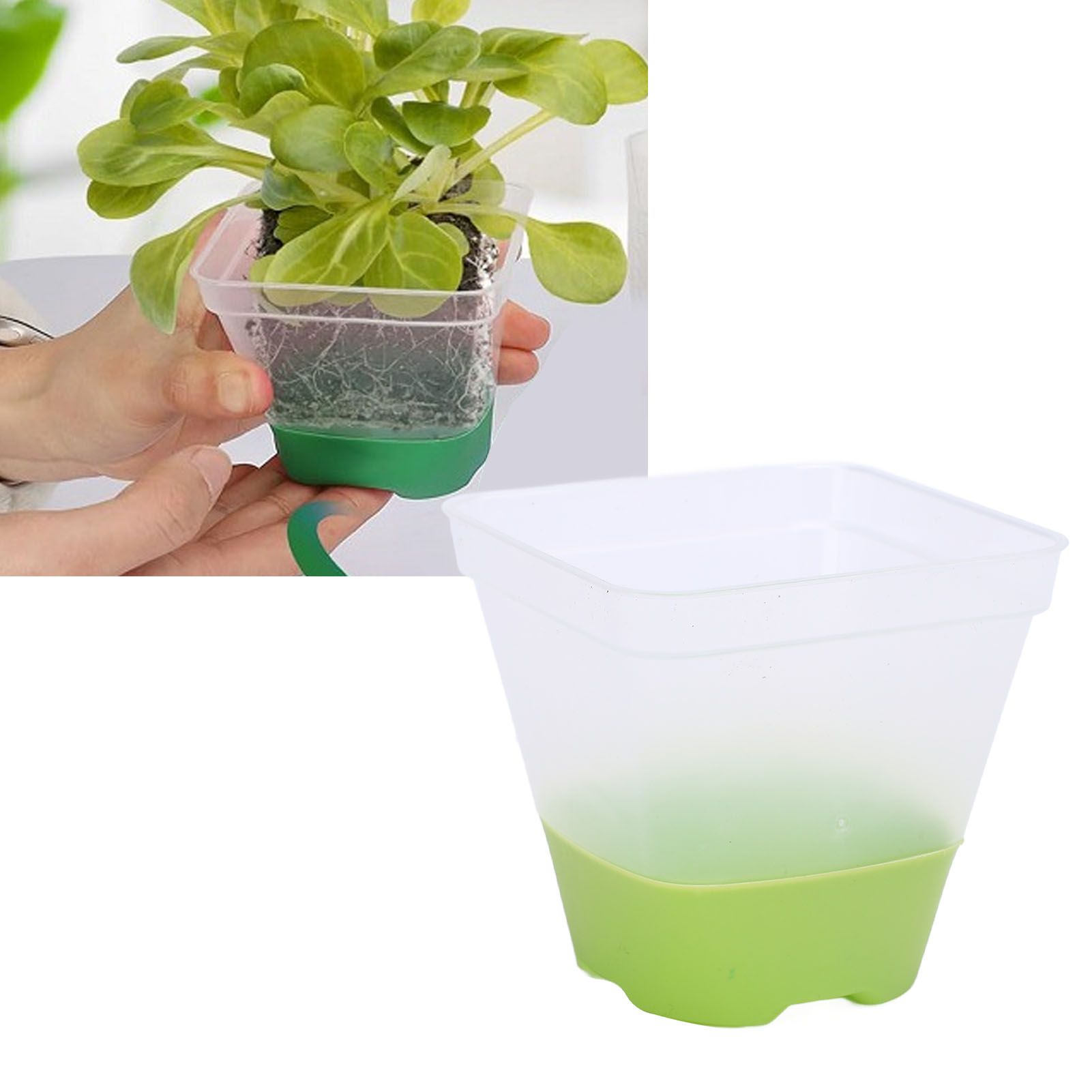 6 Set Clear Nursery Pots with Drainage Holes Silicone Base Lids 3in Plastic view 12