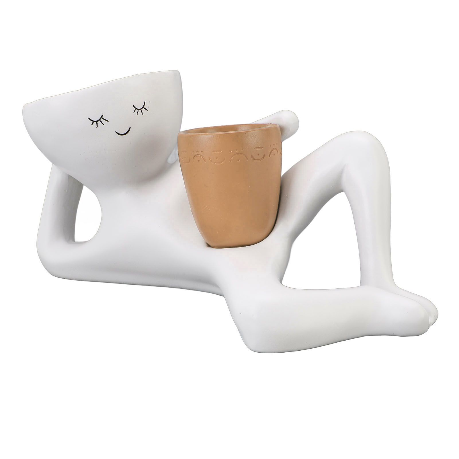Funny Succulent Planter Resin Lying Guy Figure Fun Flower Pot for Indoor view 3