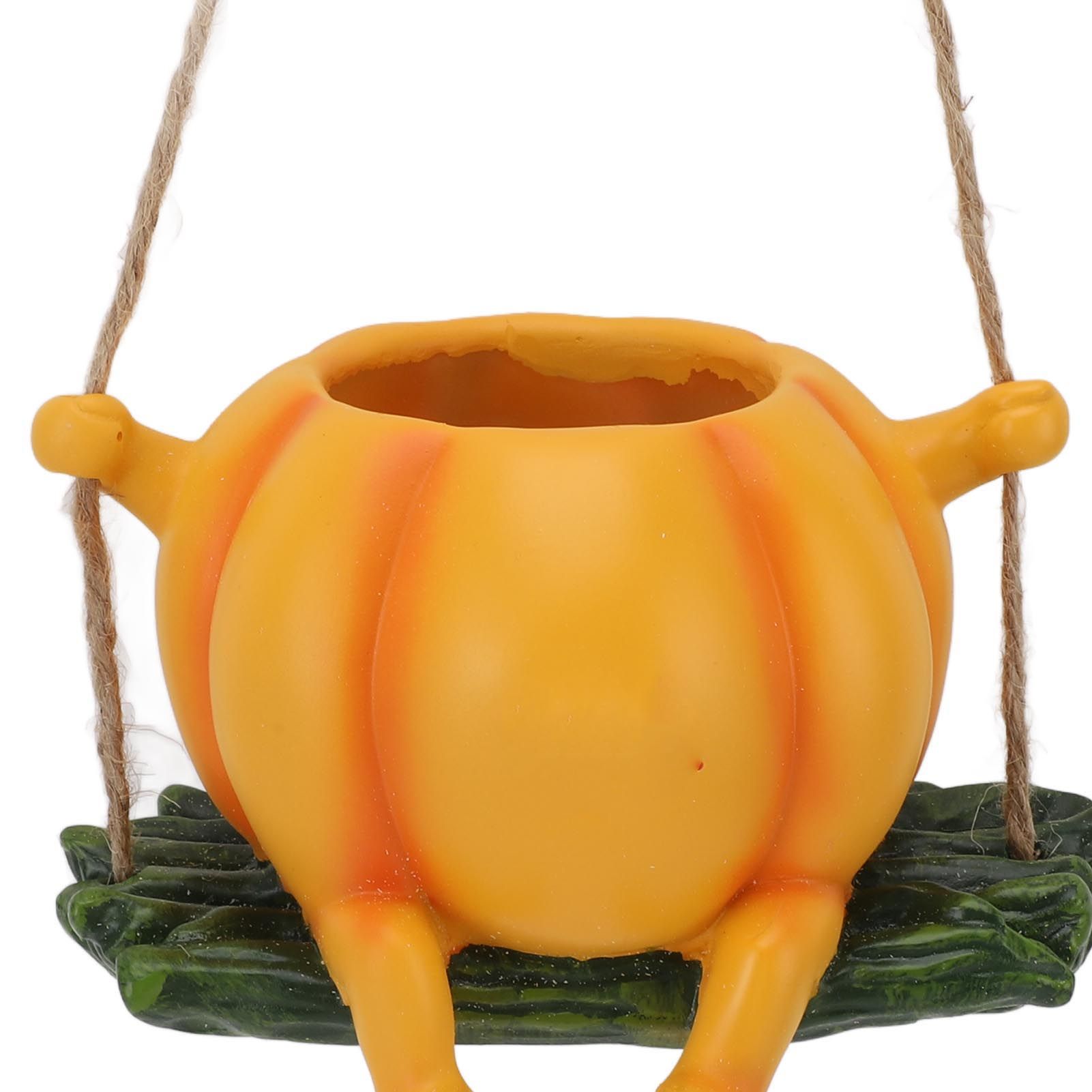 Resin Plant Pot Smile Face Pumpkin Shaped Weatherproof Flower Pot for Indoor view 2