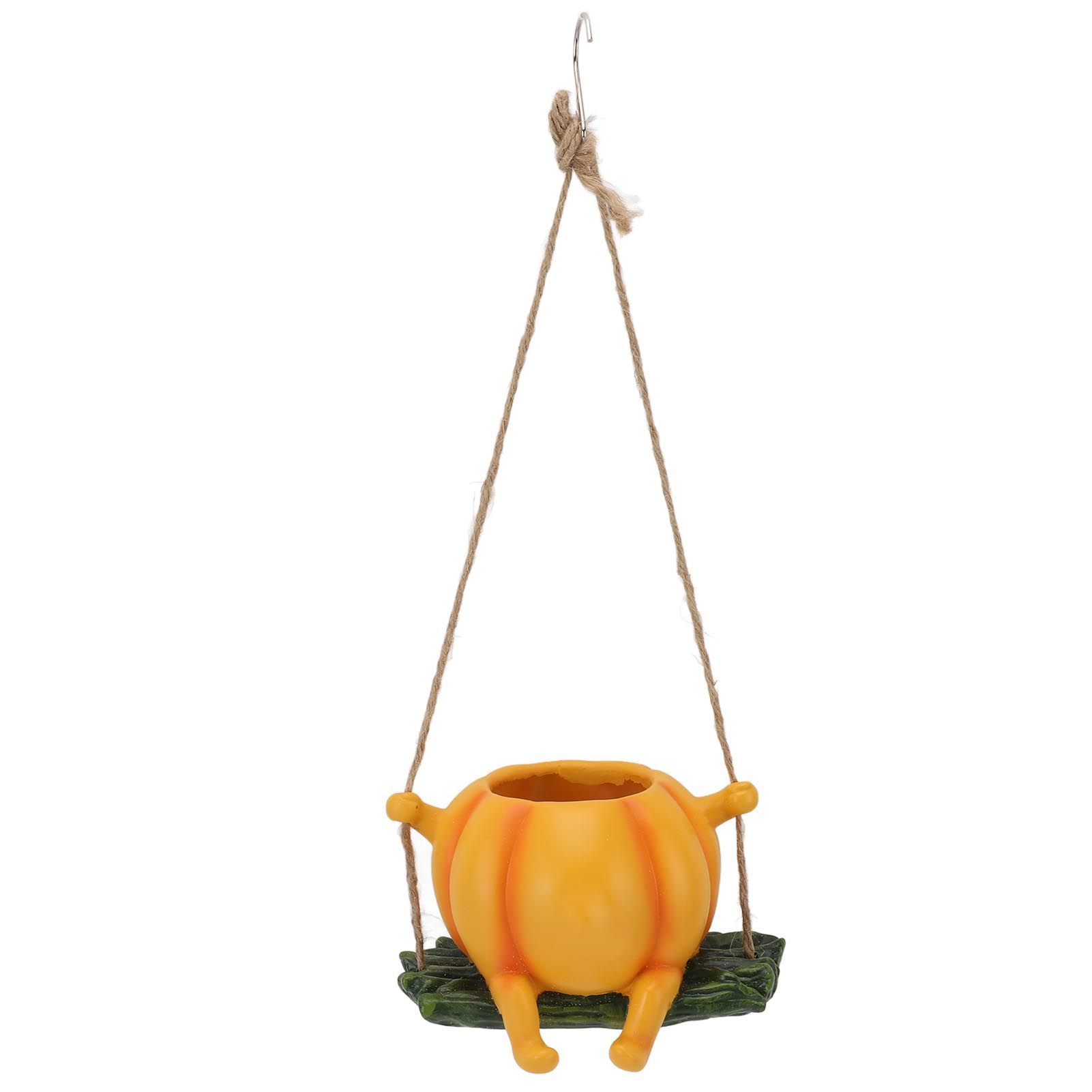 Resin Plant Pot Smile Face Pumpkin Shaped Weatherproof Flower Pot for Indoor view 3