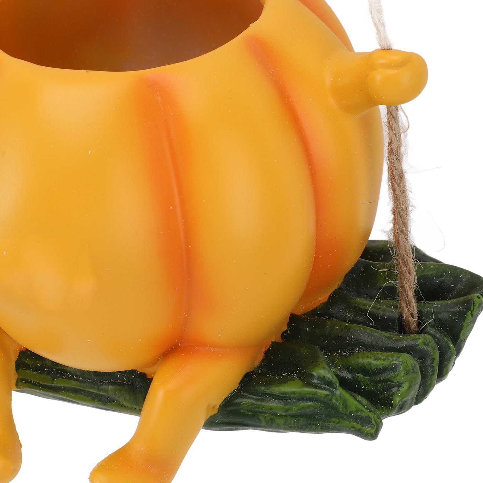 Resin Plant Pot Smile Face Pumpkin Shaped Weatherproof Flower Pot for Indoor view 5