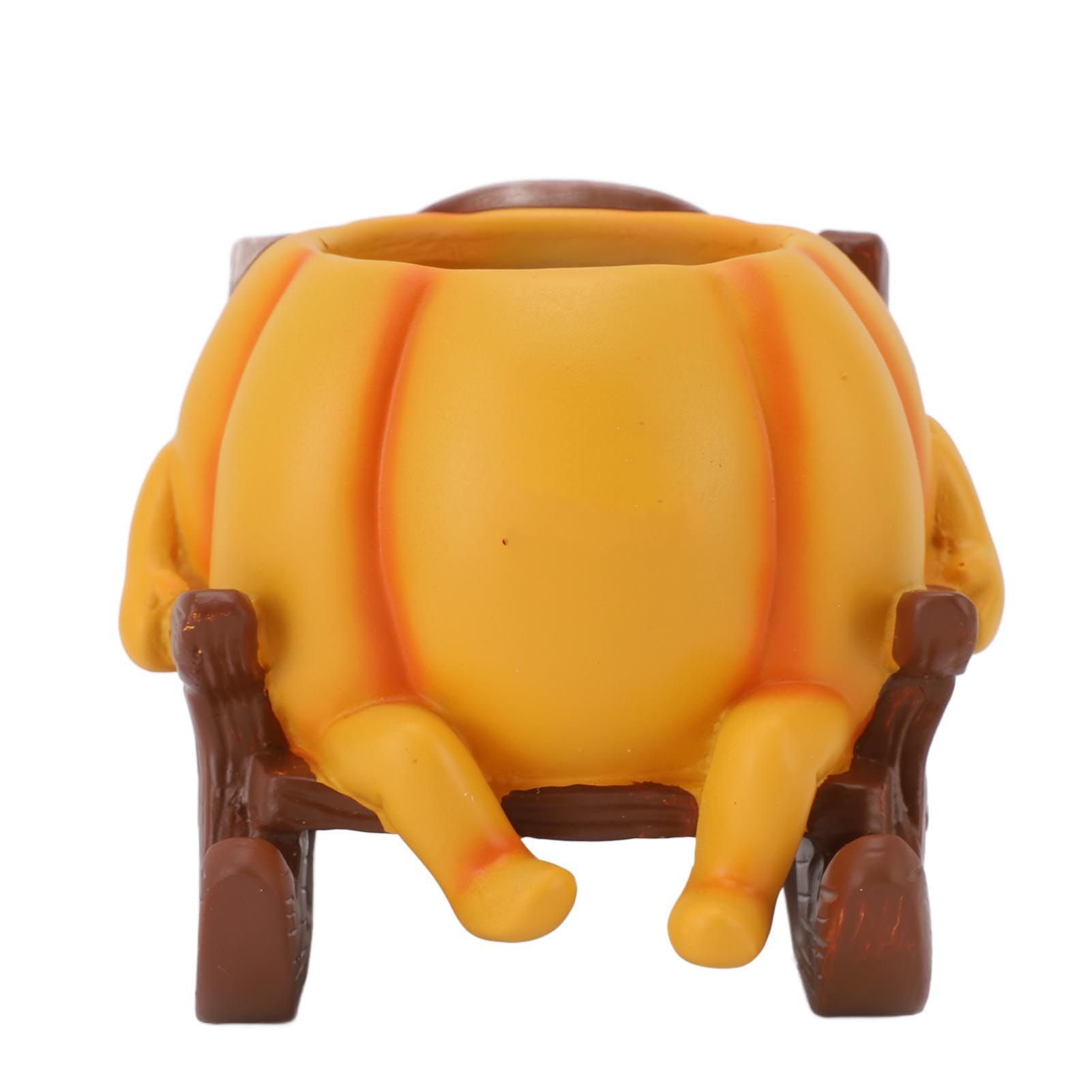 Resin Plant Pot Smile Face Pumpkin Shaped Weatherproof Flower Pot for Indoor view 3