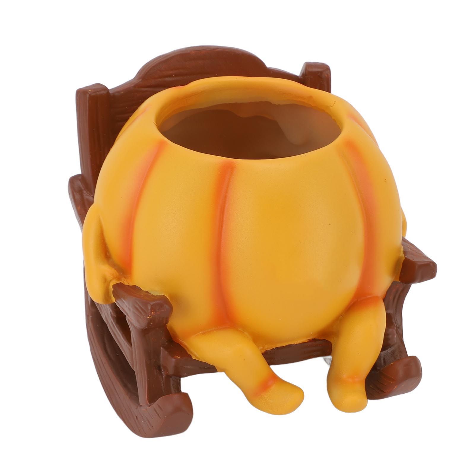 Resin Plant Pot Smile Face Pumpkin Shaped Weatherproof Flower Pot for Indoor view 4